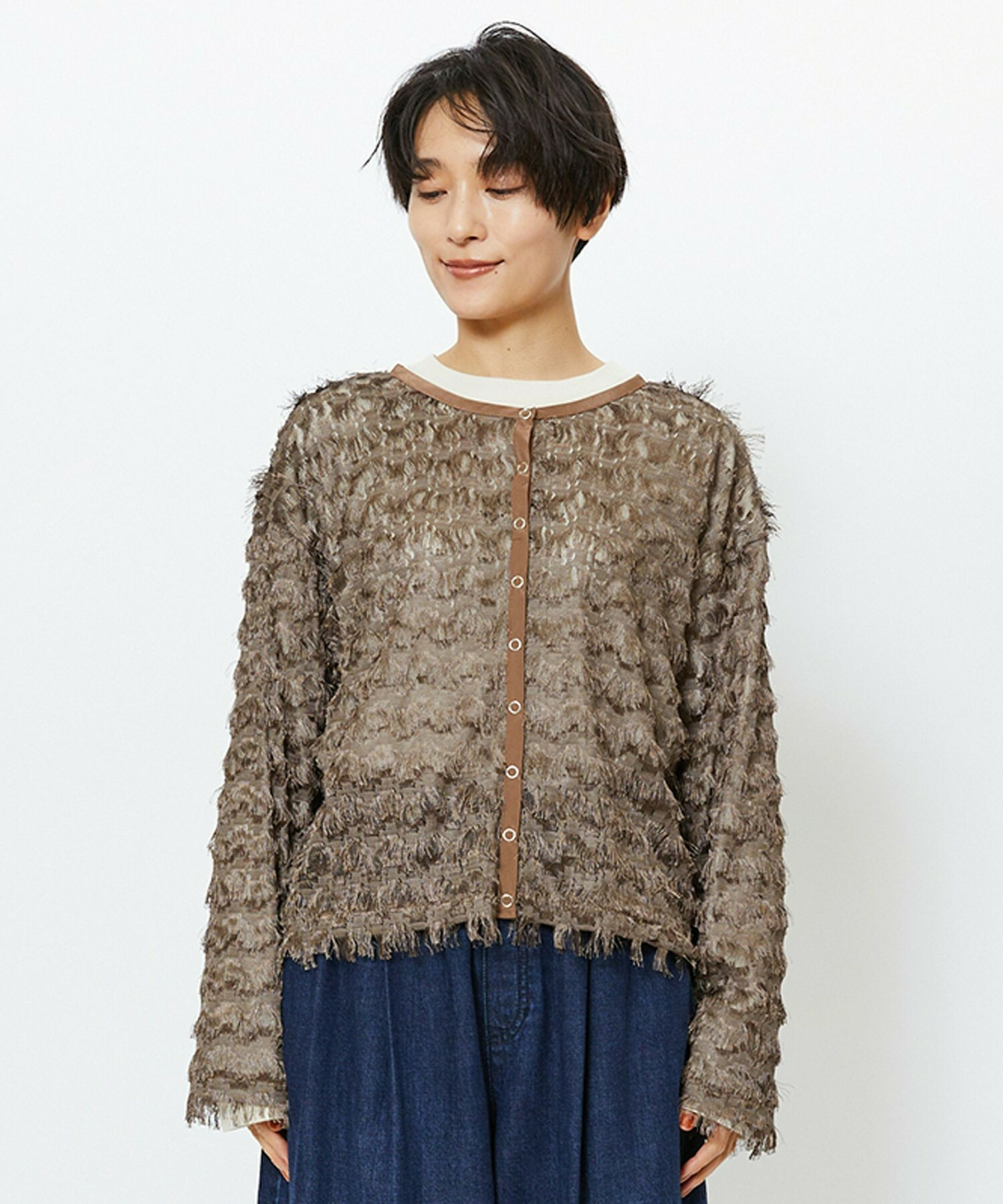 【feerique】feerique 2WAYフリンジカーディガン 詳細画像 ブラウン 20