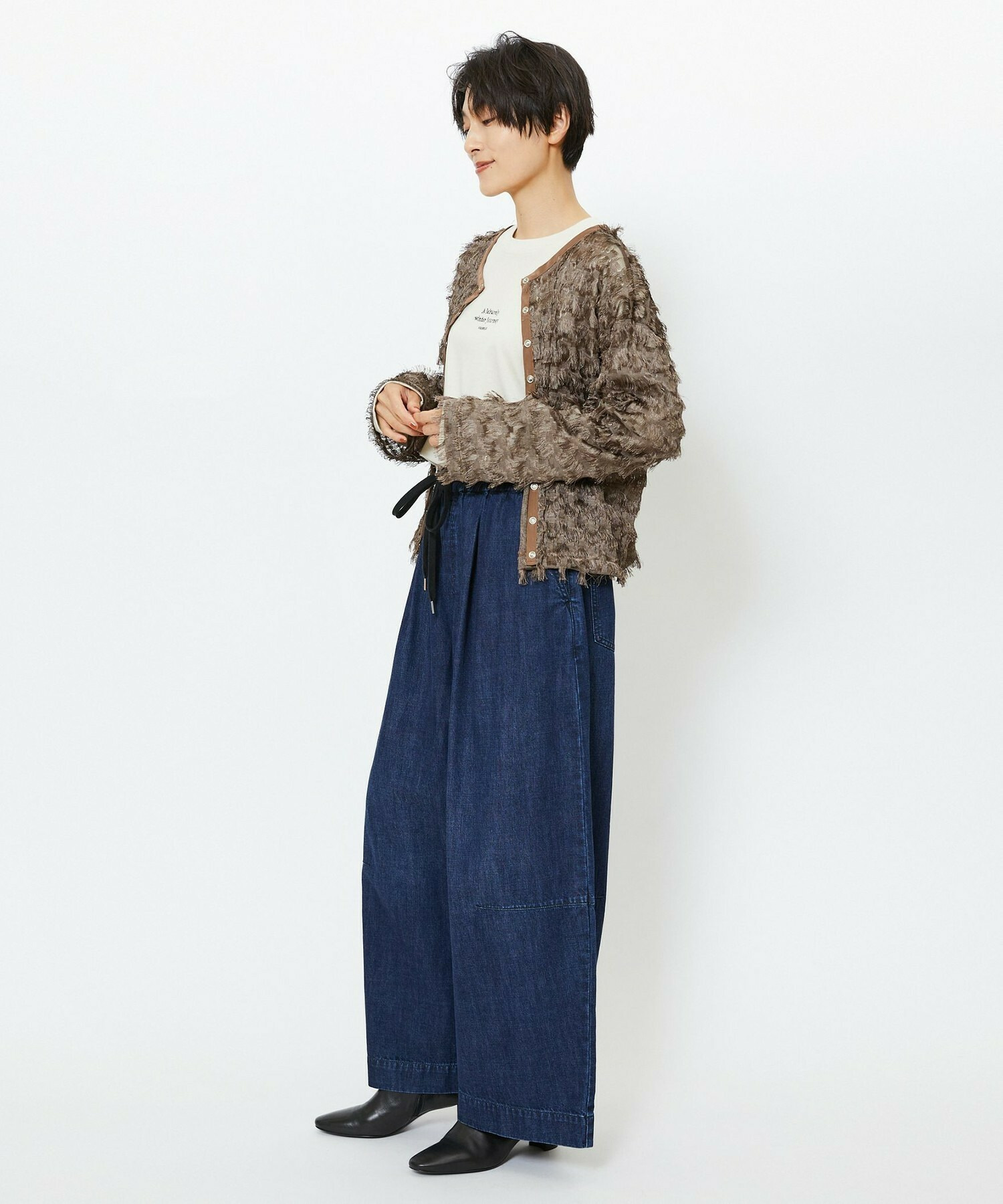 【feerique】feerique 2WAYフリンジカーディガン 詳細画像 ブラウン 3