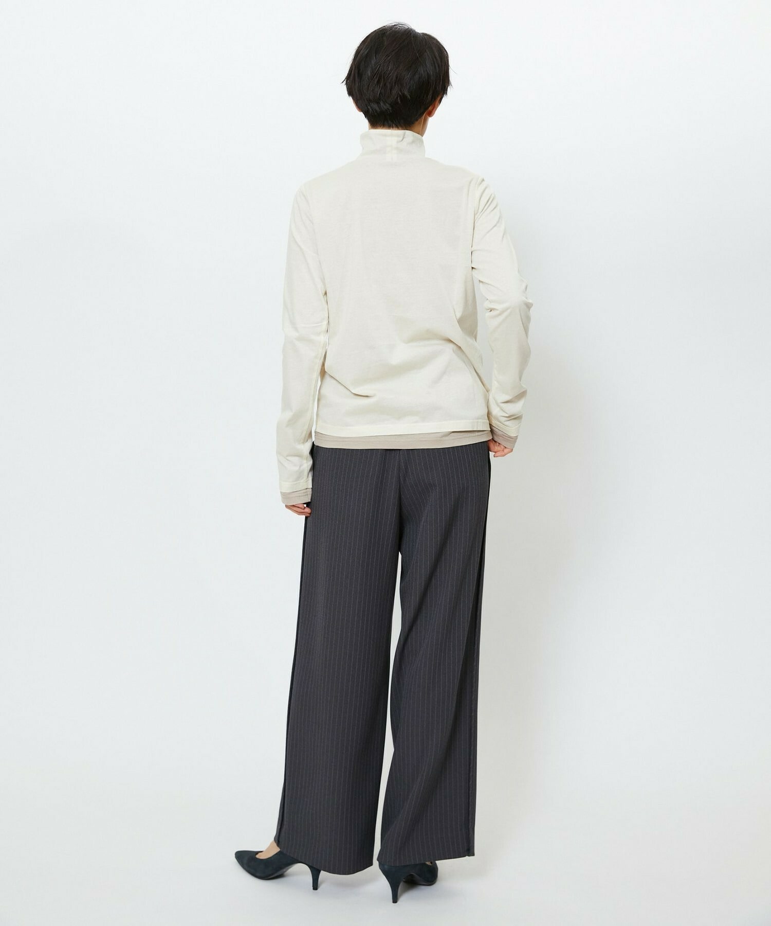 【feerique】feerique シアー天竺配色ハイネックプルオーバー 詳細画像 ブラック系その他 18