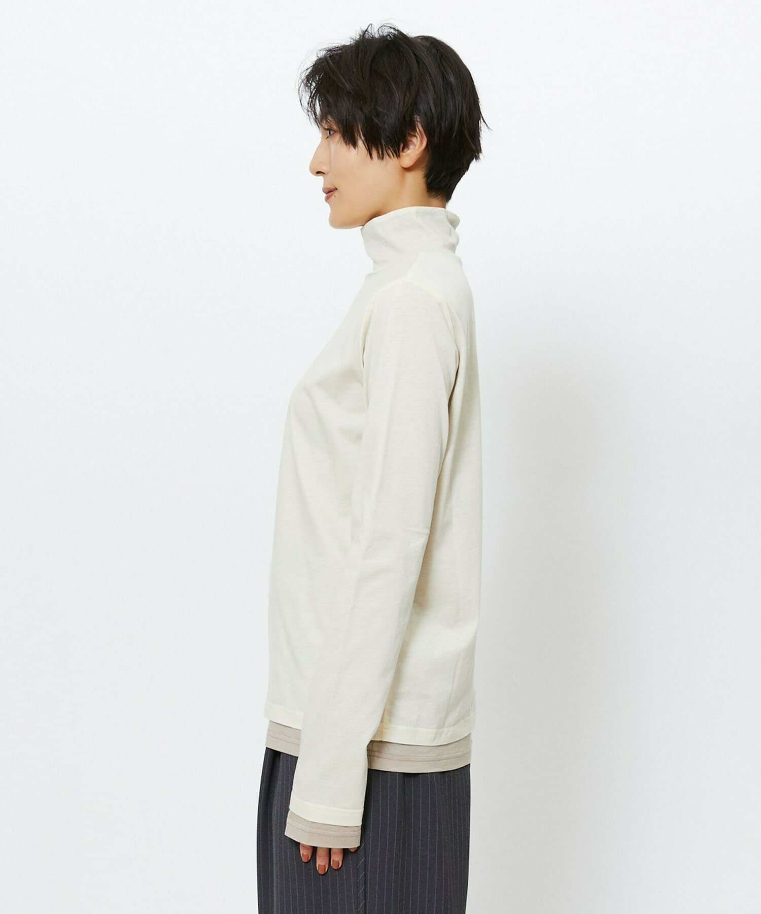 【feerique】feerique シアー天竺配色ハイネックプルオーバー 詳細画像 ブラック系その他 20