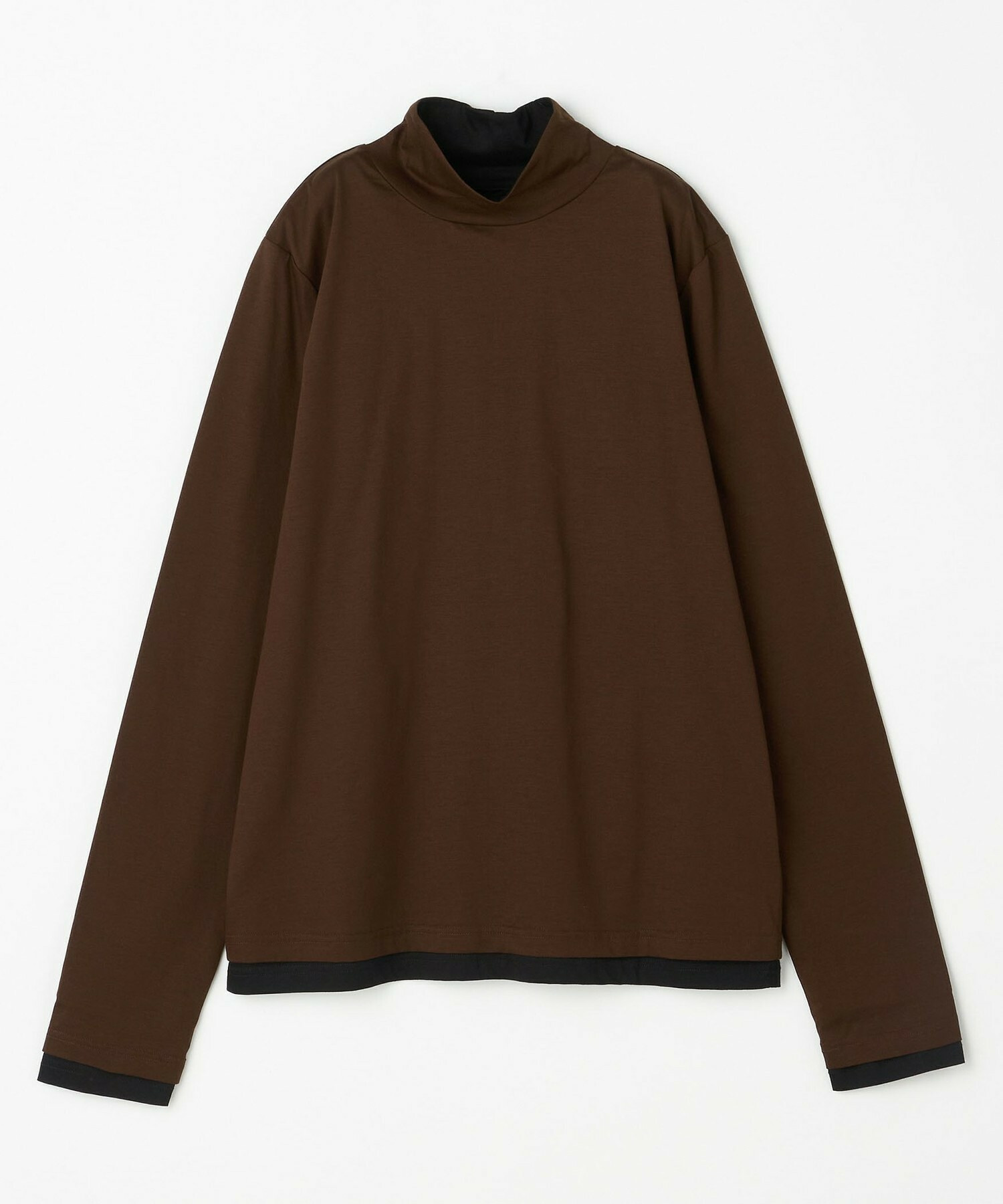 【feerique】feerique シアー天竺配色ハイネックプルオーバー 詳細画像 ブラウン系その他 2