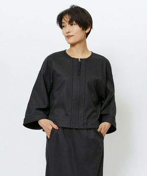 【feerique】feerique ウールライクニットツイルコクーンシルエットプルオーバー 詳細画像 チャコールグレー 1