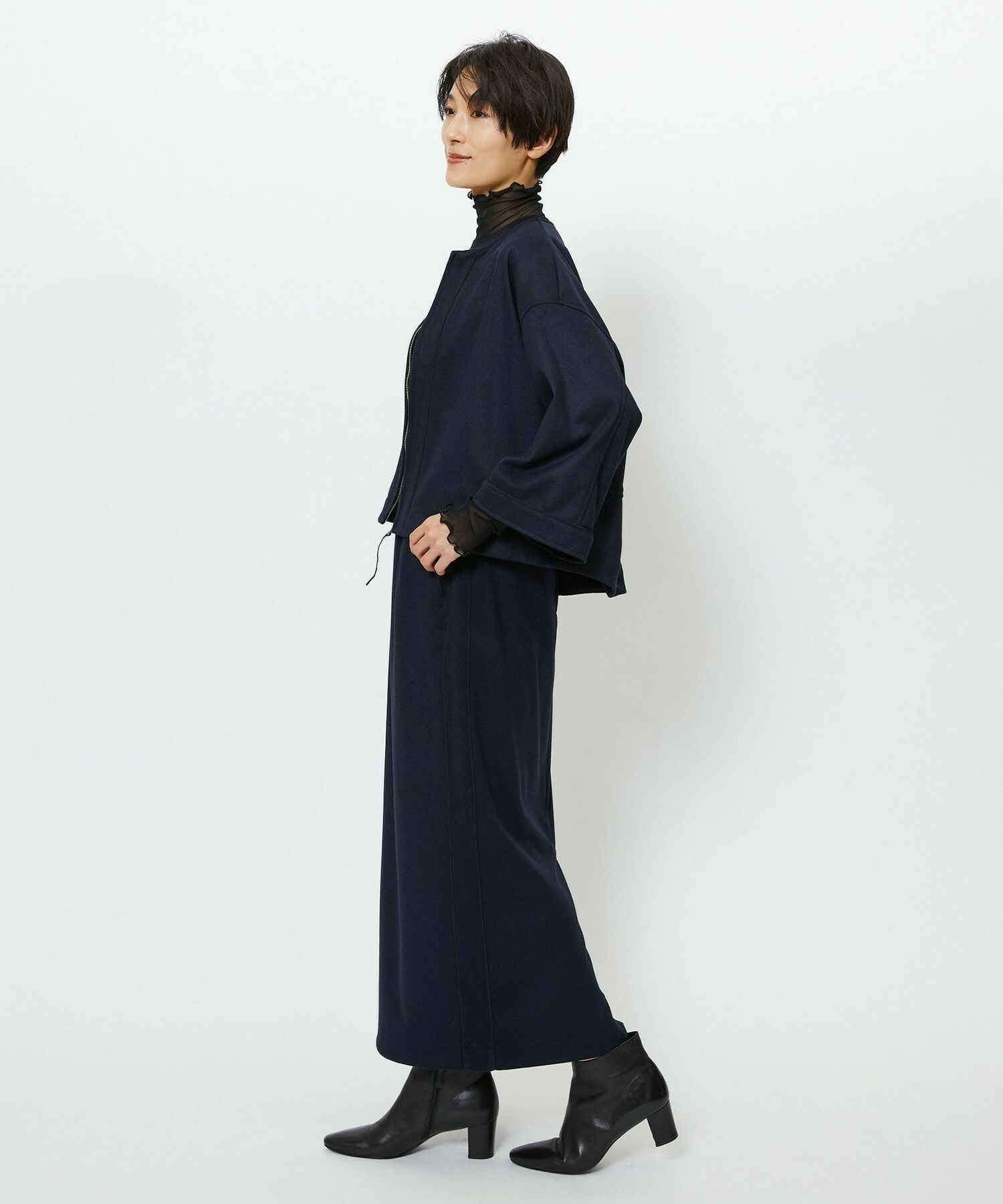 【feerique】feerique ウールライクニットツイルパイピングスカート 詳細画像 チャコールグレー 4