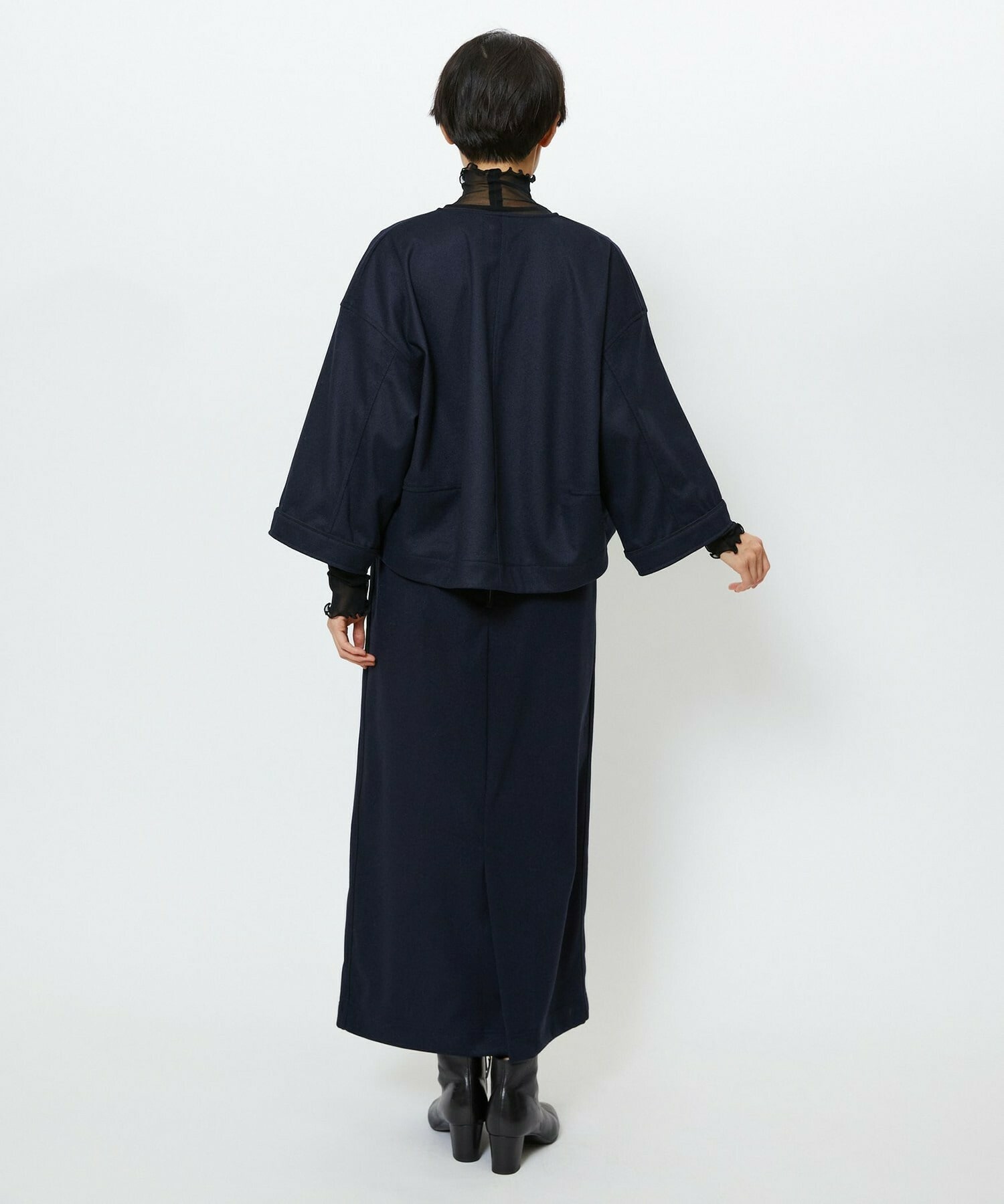 【feerique】feerique ウールライクニットツイルパイピングスカート 詳細画像 チャコールグレー 7