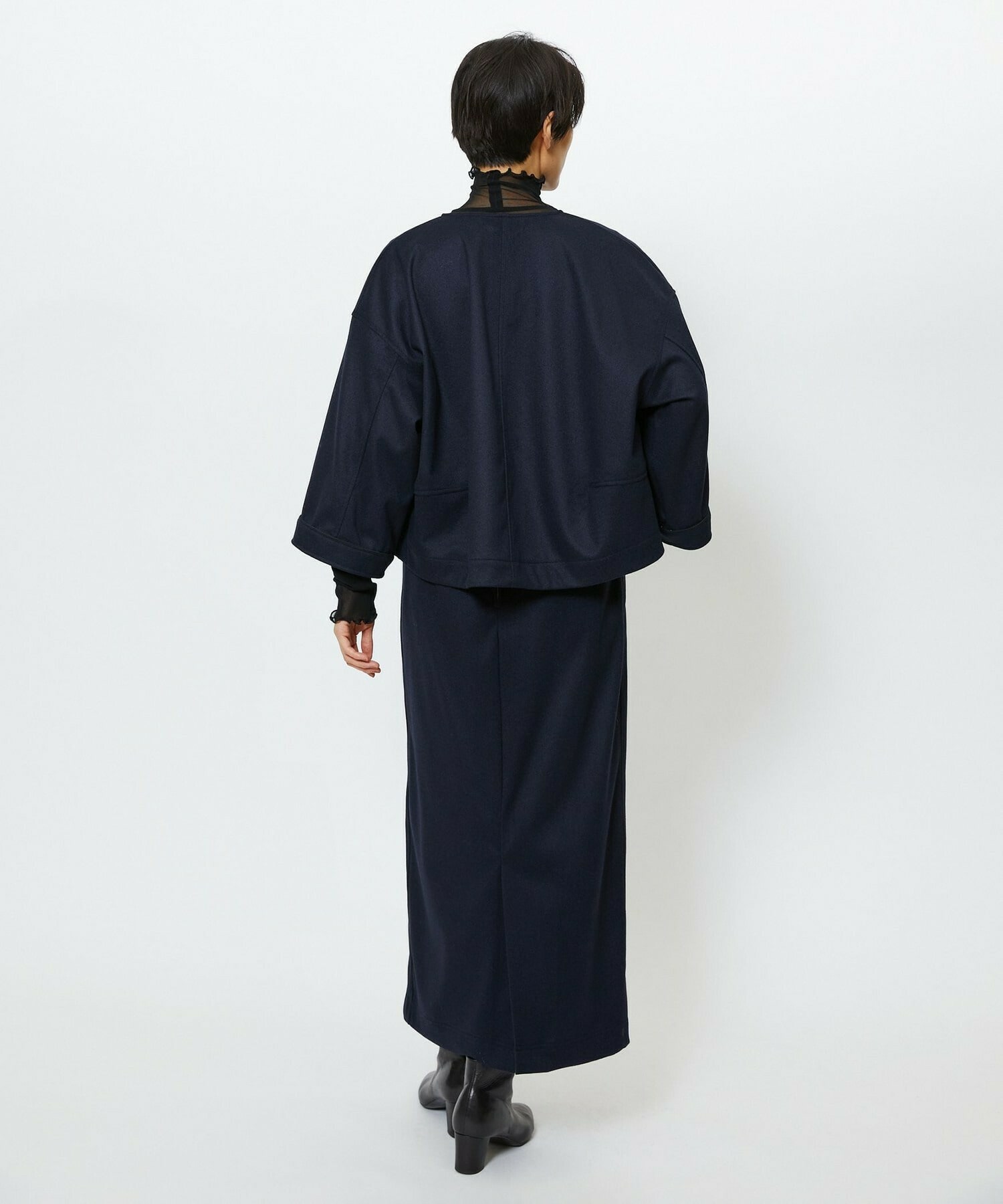 【feerique】feerique ウールライクニットツイルパイピングスカート 詳細画像 チャコールグレー 8