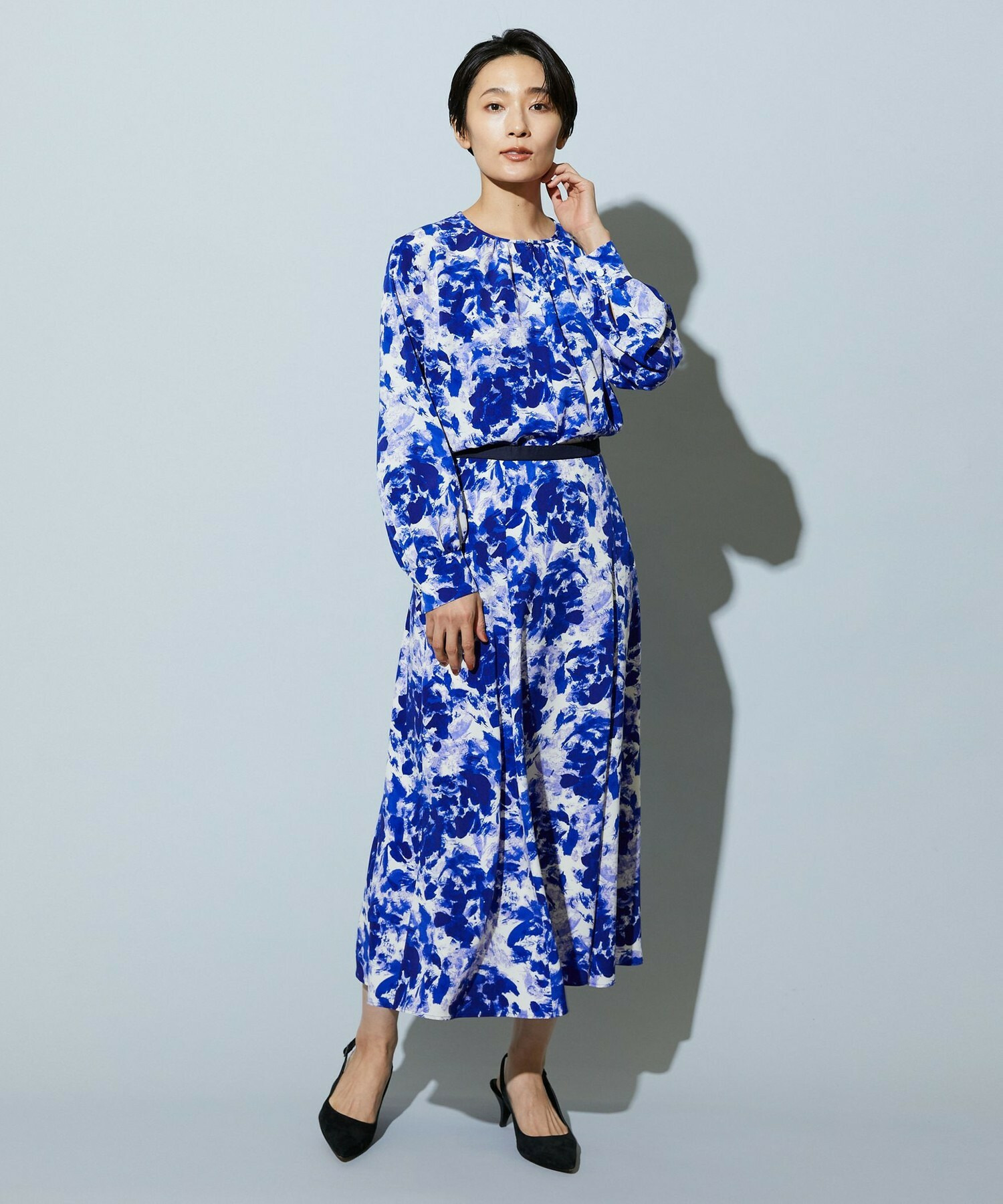 【wb】wb アブストラクトライクプリントブラウス 詳細画像 ベージュ 2