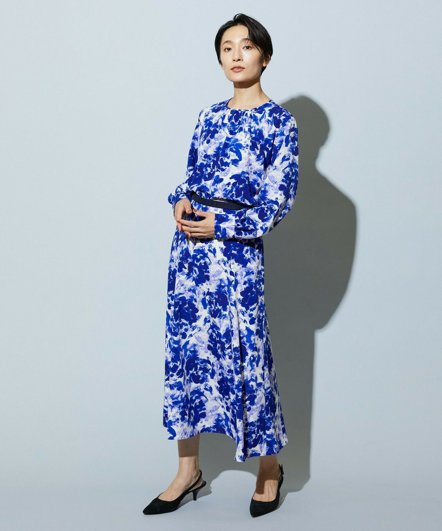 【wb】wb アブストラクトライクプリントブラウス 詳細画像 ベージュ 8