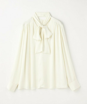 wb バックサテンジョーゼットVネックブラウス