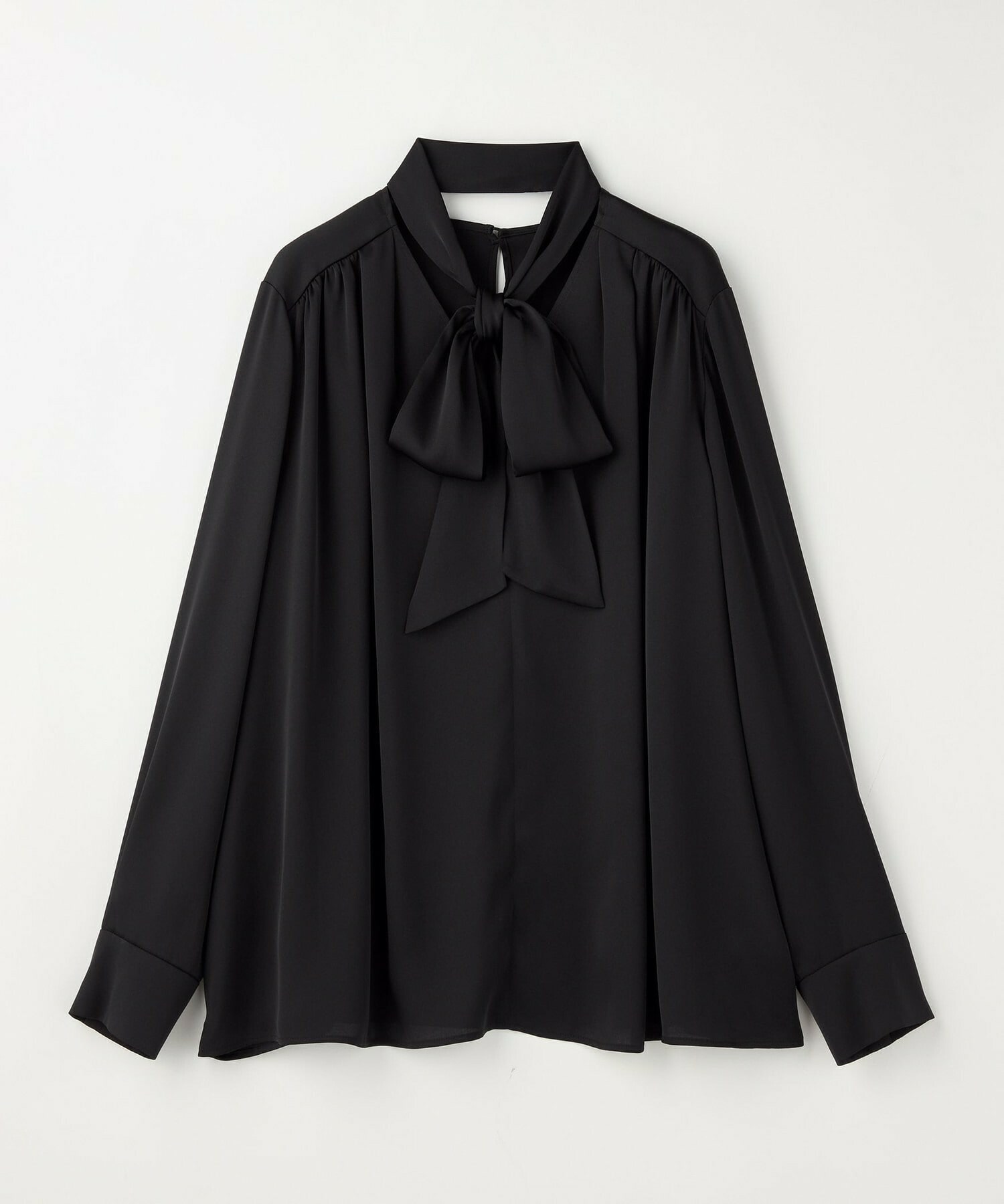 【wb】wb バックサテンジョーゼットVネックブラウス 詳細画像 ブラック 2