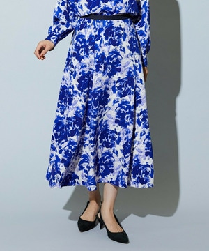 【wb】wb アブストラクトライクプリントフレアースカート 詳細画像 ブルー系その他 1