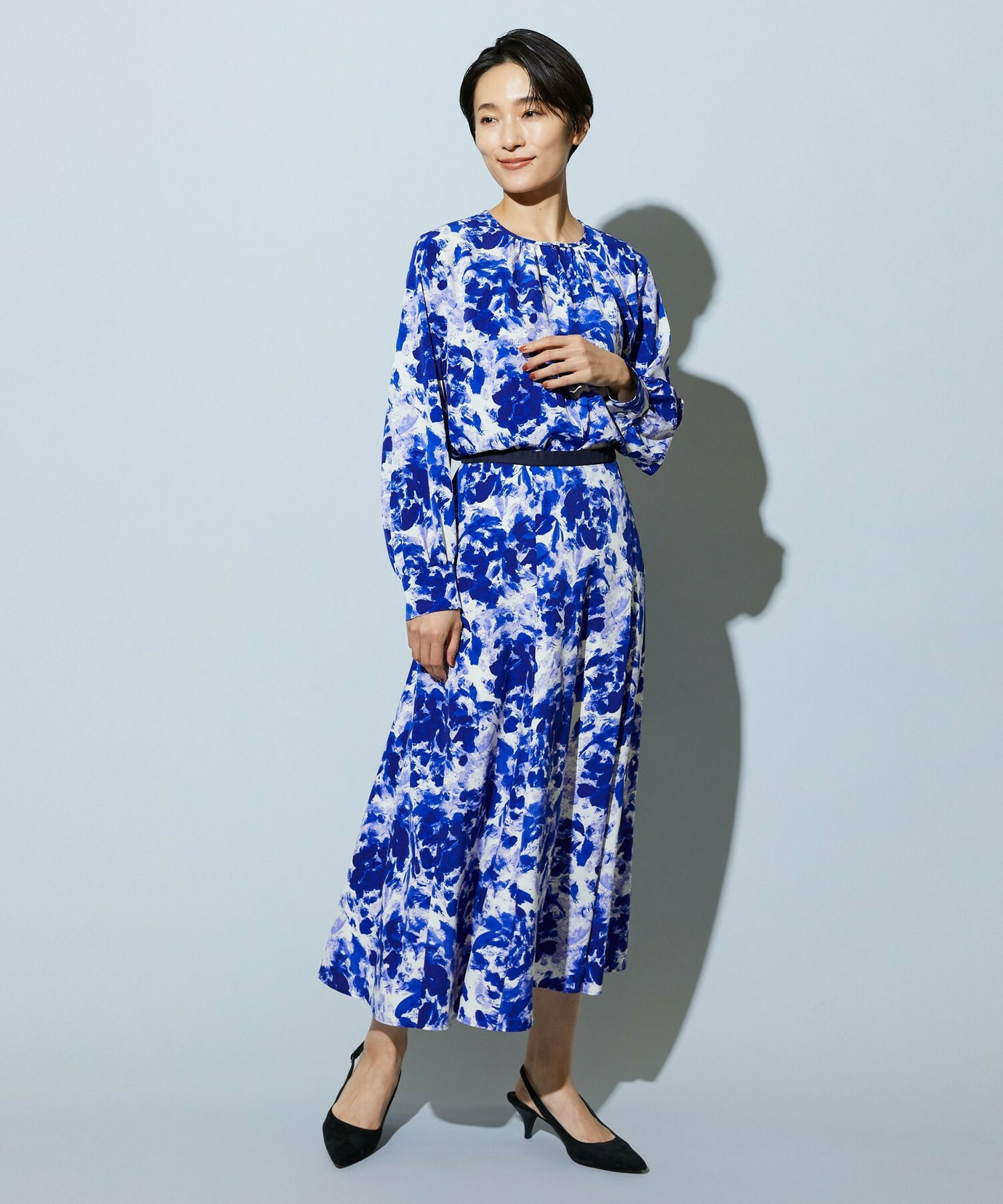 【wb】wb アブストラクトライクプリントフレアースカート 詳細画像 ベージュ 2