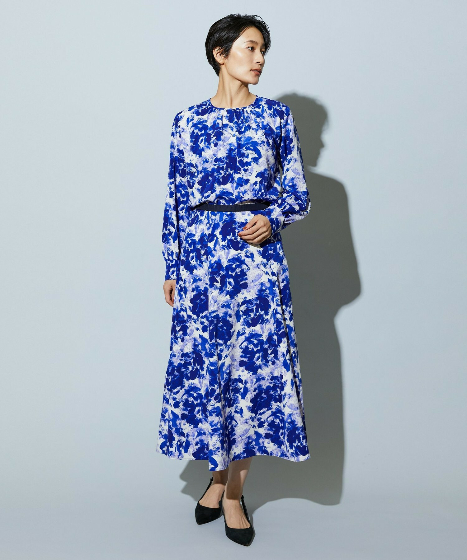 【wb】wb アブストラクトライクプリントフレアースカート 詳細画像 ベージュ 5