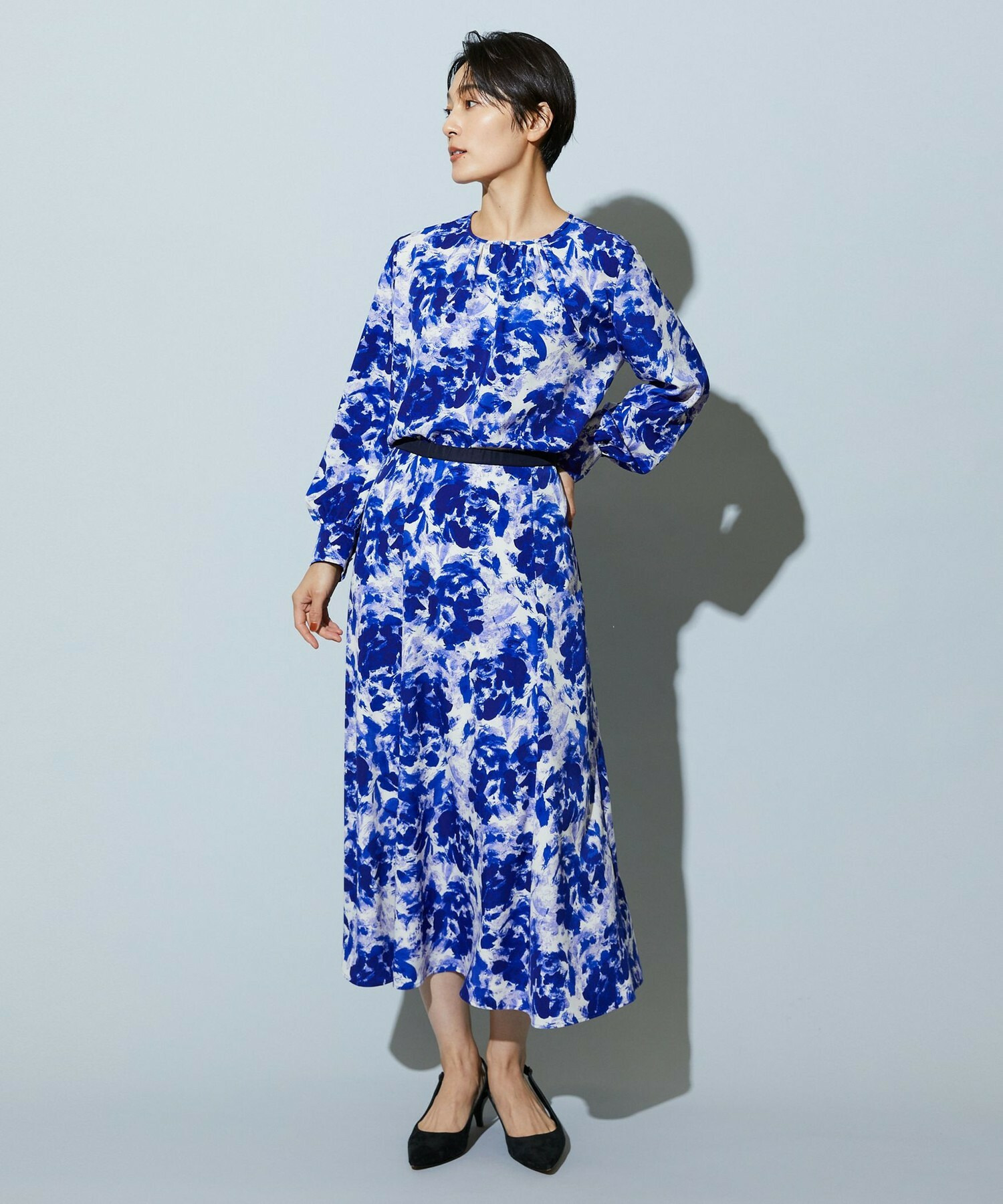 【wb】wb アブストラクトライクプリントフレアースカート 詳細画像 ベージュ 9