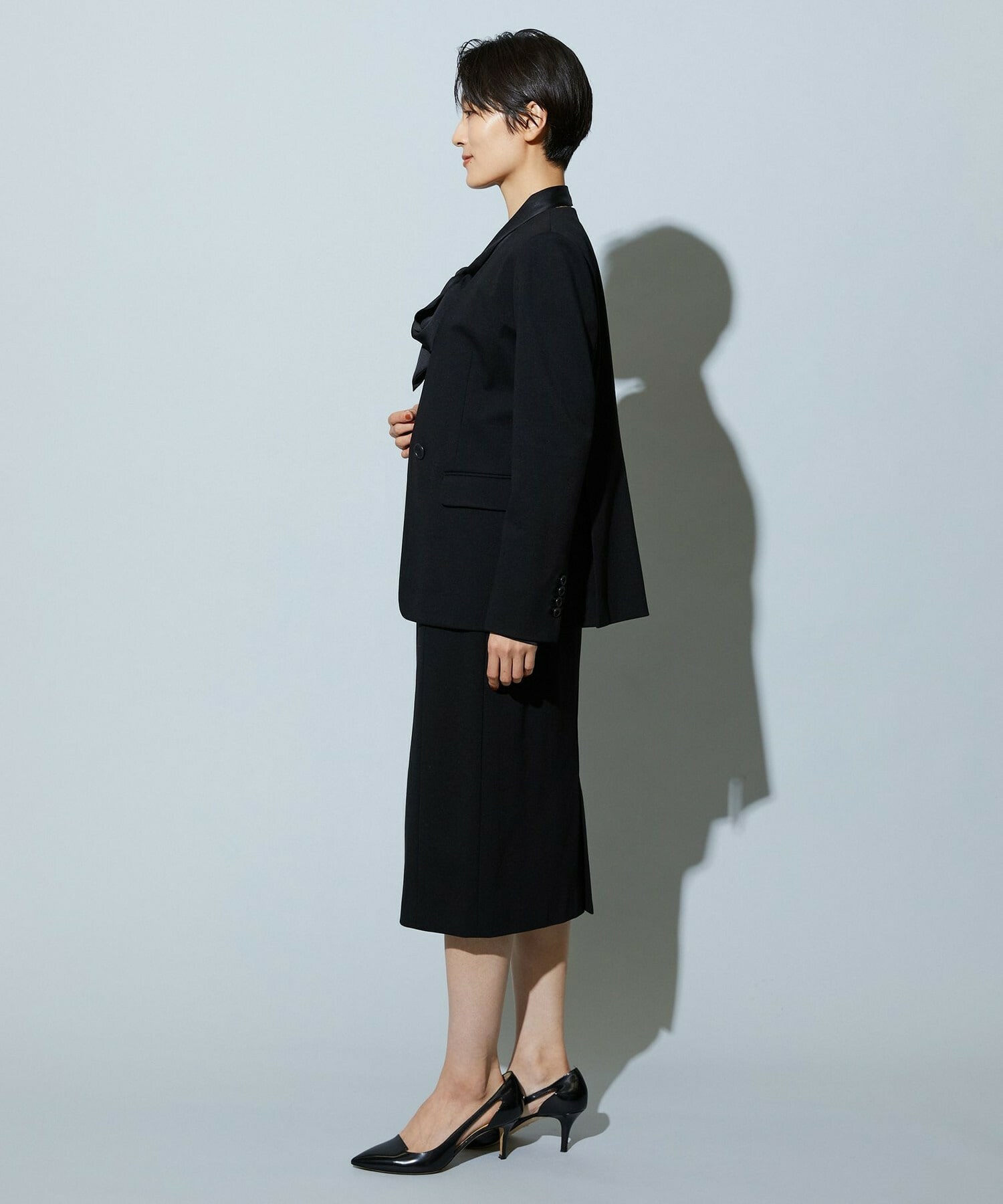 【wb】wb ハイゲージポンチノーカラージャケット 詳細画像 チャコールグレー 14