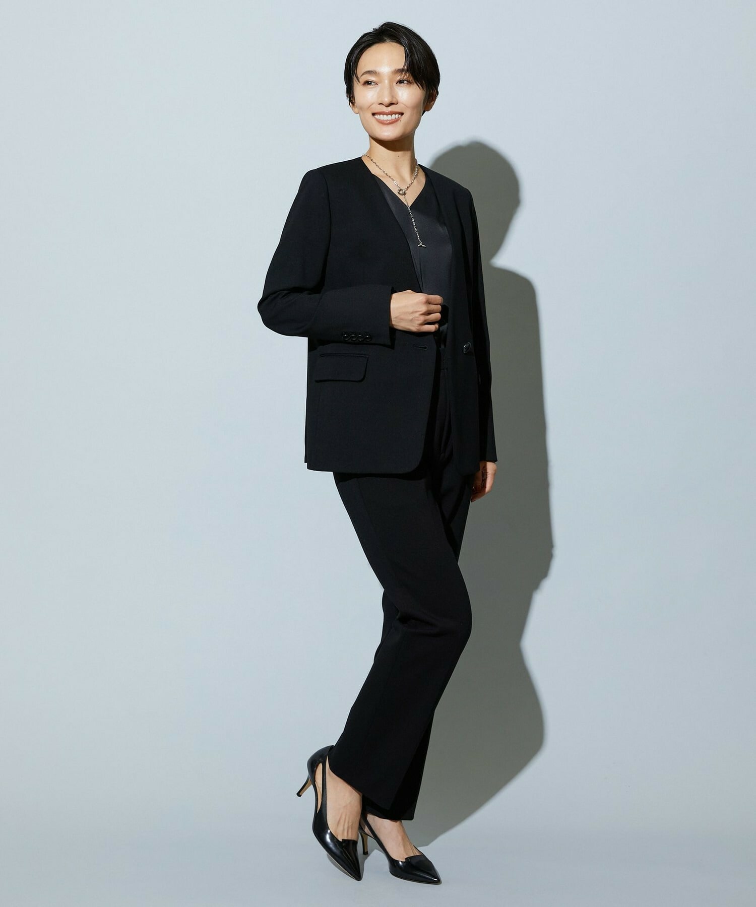 【wb】wb ハイゲージポンチノーカラージャケット 詳細画像 チャコールグレー 4