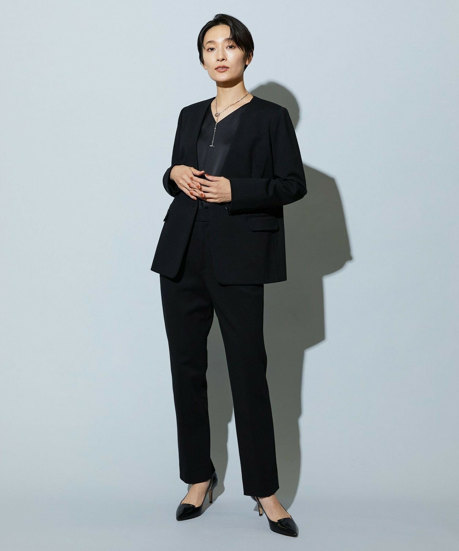 【wb】wb ハイゲージポンチノーカラージャケット 詳細画像 チャコールグレー 5