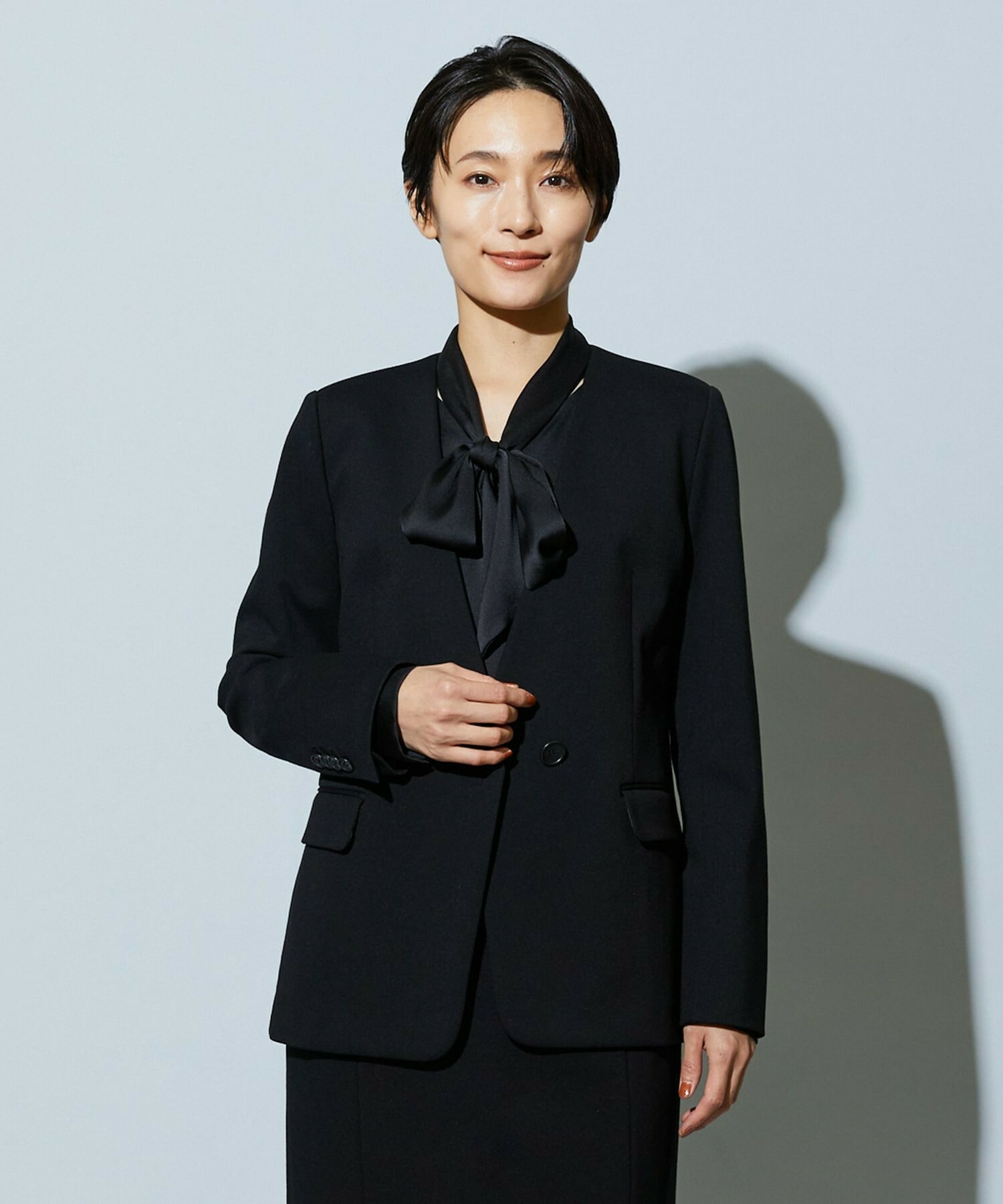 【wb】wb ハイゲージポンチノーカラージャケット 詳細画像 ブラック 1