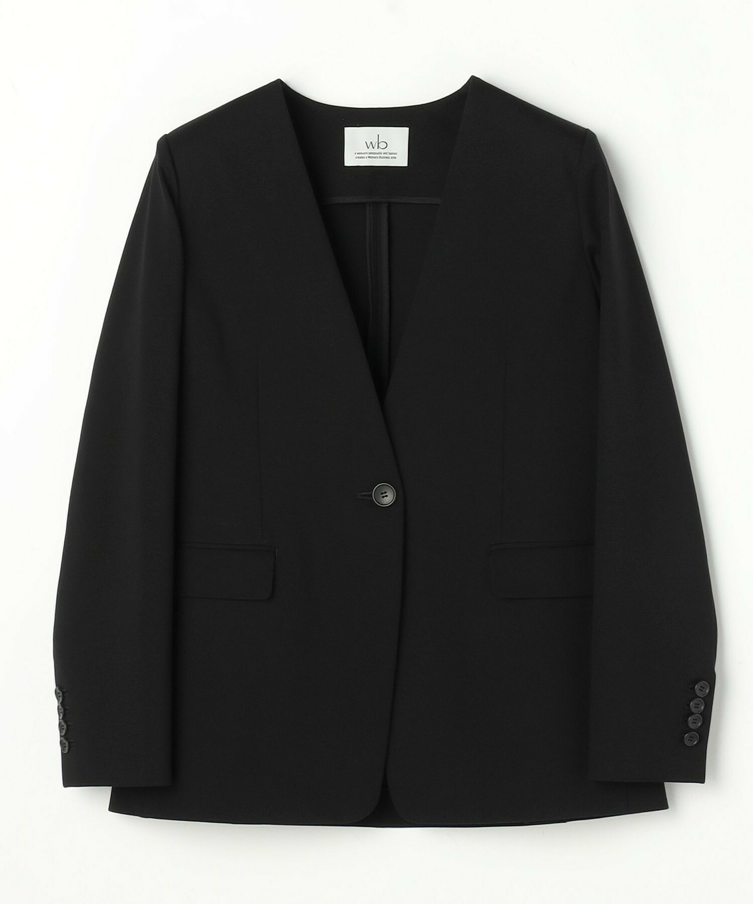 【wb】wb ハイゲージポンチノーカラージャケット 詳細画像 ブラック 2
