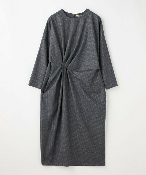 スタイリスト戸野塚かおるコラボ チョークストライプストレッチワンピース 詳細画像 チャコールグレー 2