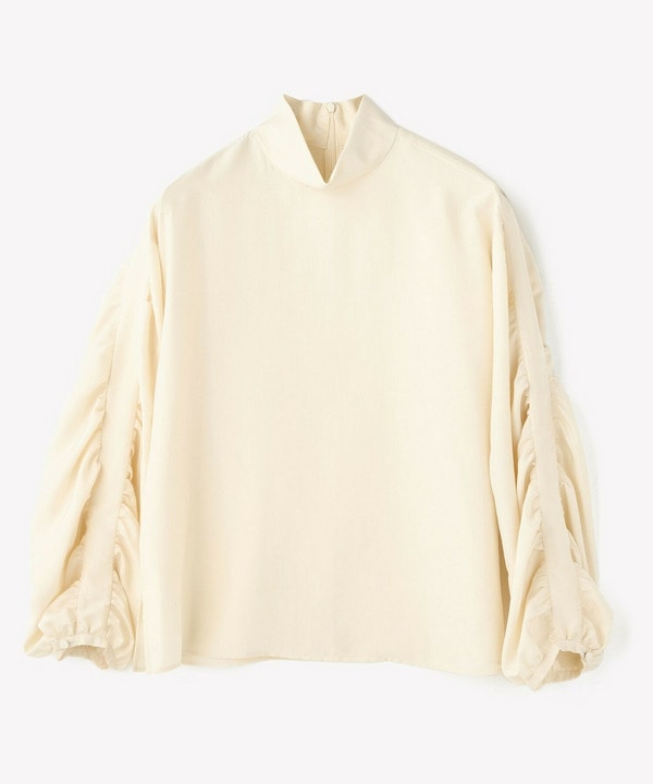 スタイリスト戸野塚かおるコラボ シルキー羽二重ギャザーシャーリングブラウス 詳細画像 クリーム 2