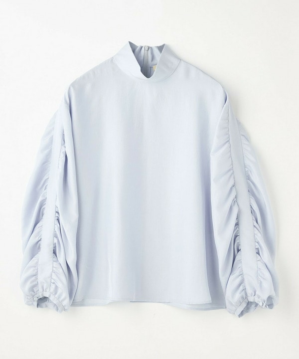 スタイリスト戸野塚かおるコラボ シルキー羽二重ギャザーシャーリングブラウス 詳細画像 サックスブルー 2