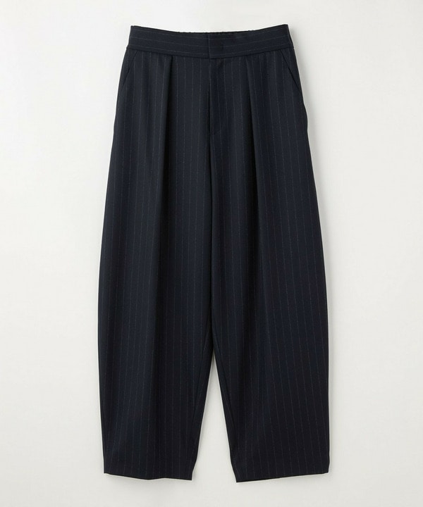 ［eclat 2025年12月号掲載商品］スタイリスト戸野塚かおるコラボ チョークストライプストレッチコクーンパンツ 詳細画像 ネイビー 2