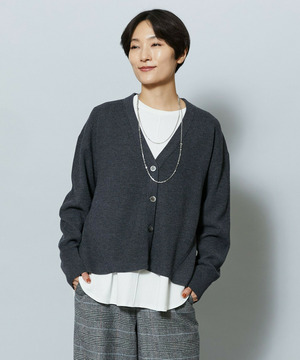 【MOGA】WORLD Vネックカーディガン 詳細画像 チャコールグレー 1
