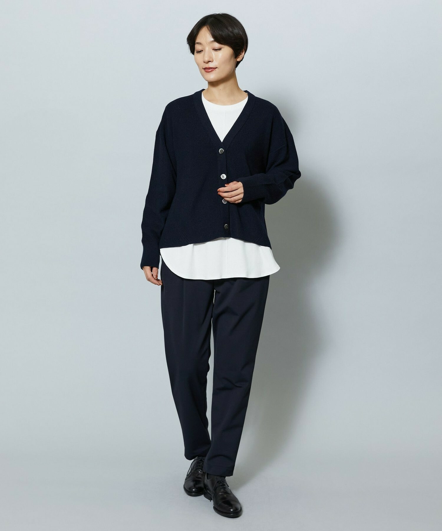 【MOGA】WORLD Vネックカーディガン 詳細画像 チャコールグレー 16