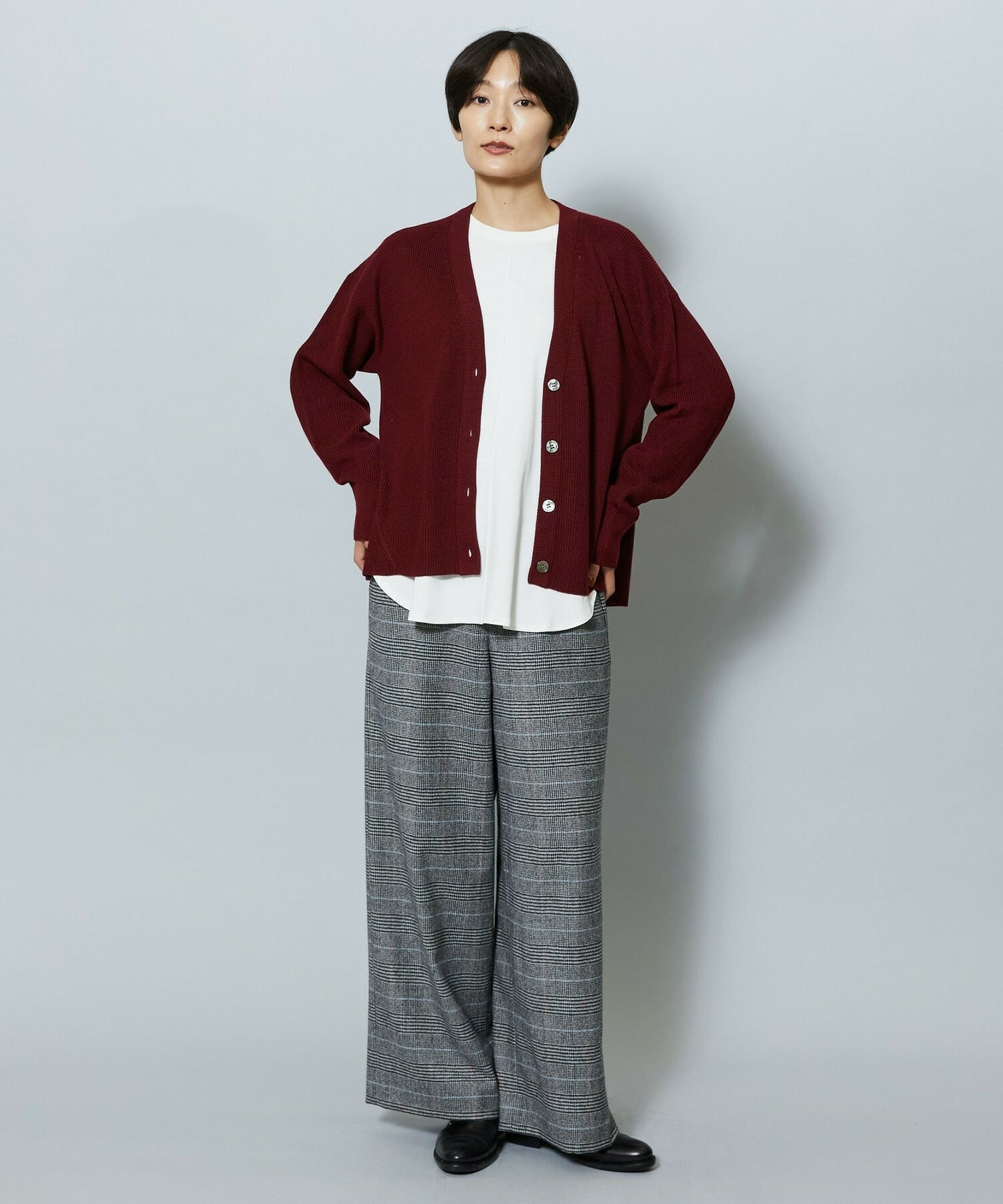 【MOGA】WORLD Vネックカーディガン 詳細画像 チャコールグレー 8