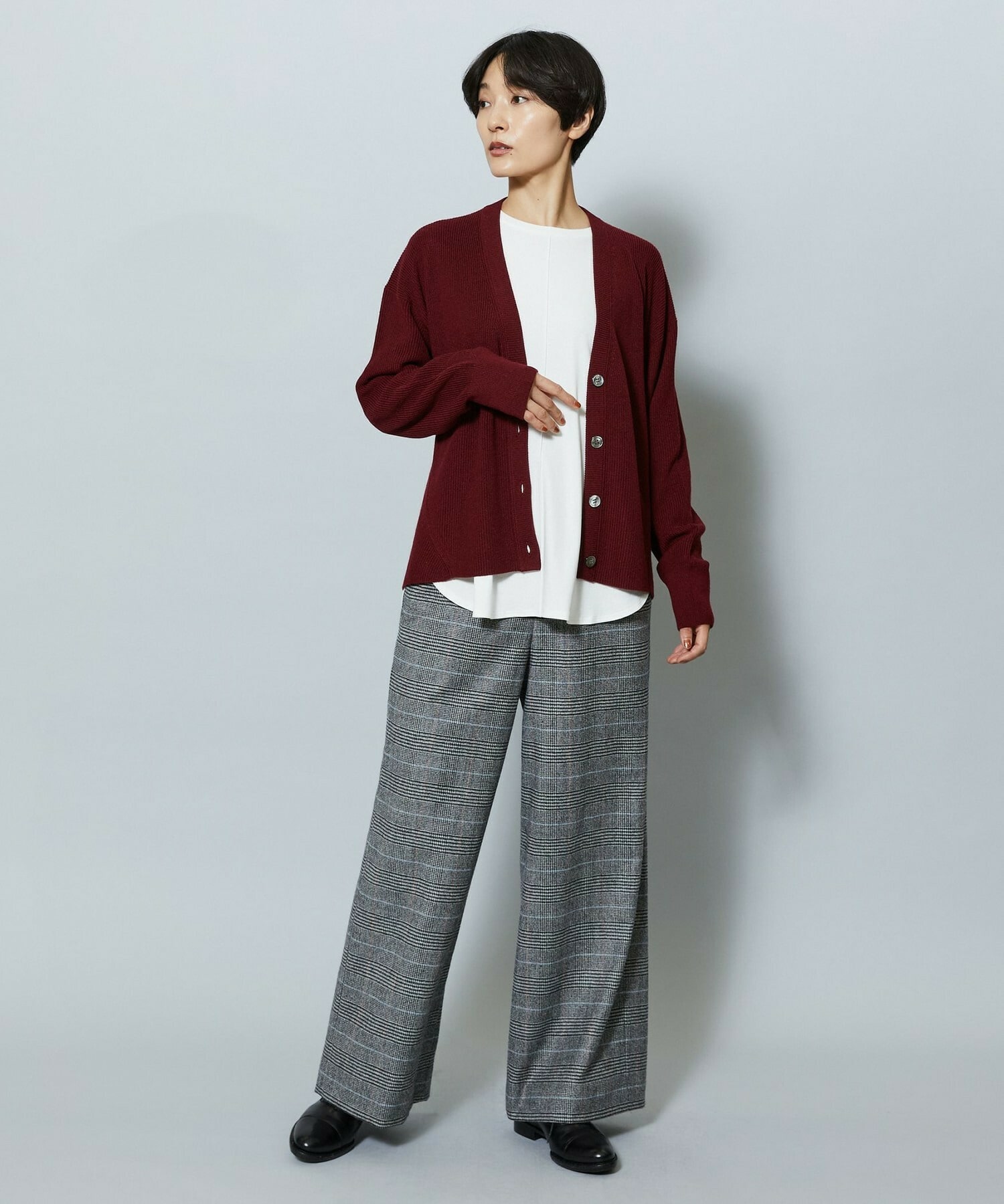 【MOGA】WORLD Vネックカーディガン 詳細画像 チャコールグレー 9