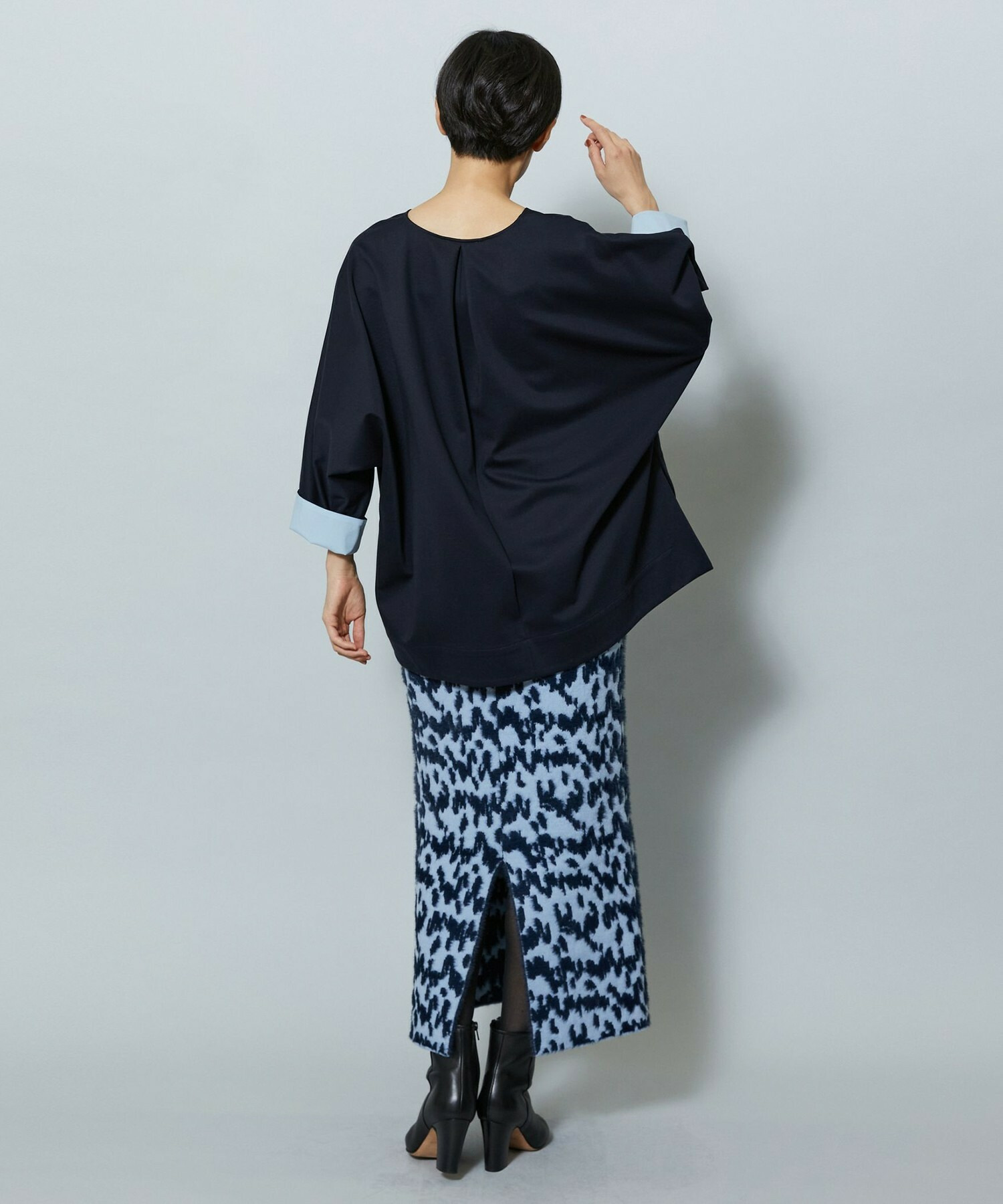 【MOGA】フェザーレオパードニットタイトスカート 詳細画像 サックスブルー 15