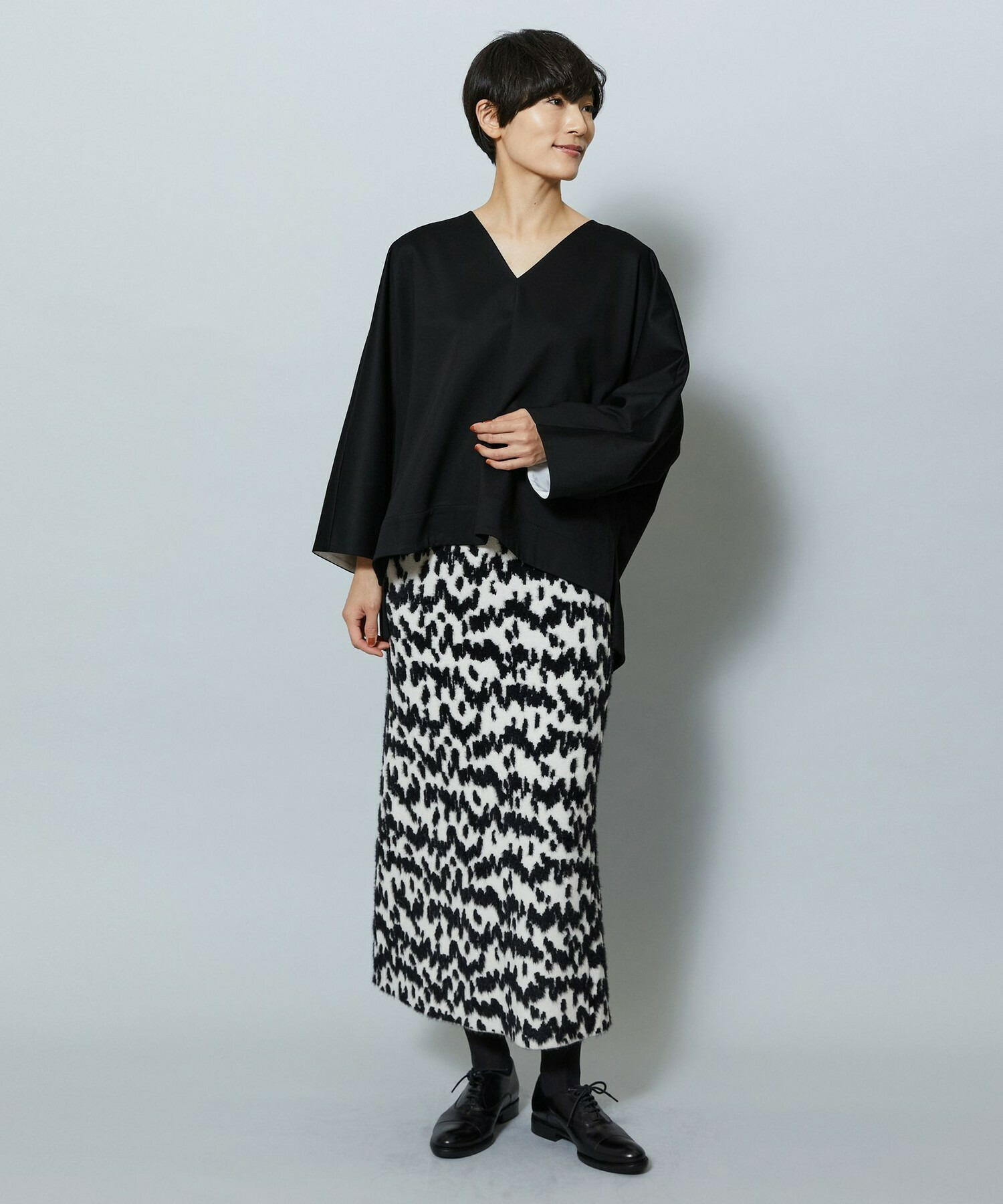 【MOGA】フェザーレオパードニットタイトスカート 詳細画像 サックスブルー 7