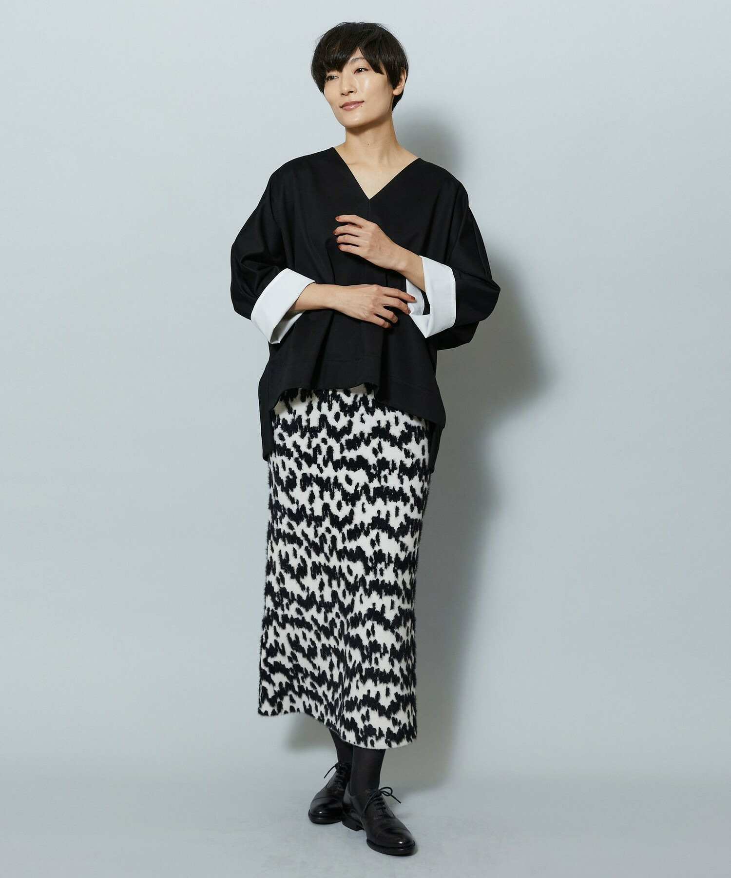 【MOGA】フェザーレオパードニットタイトスカート 詳細画像 サックスブルー 9