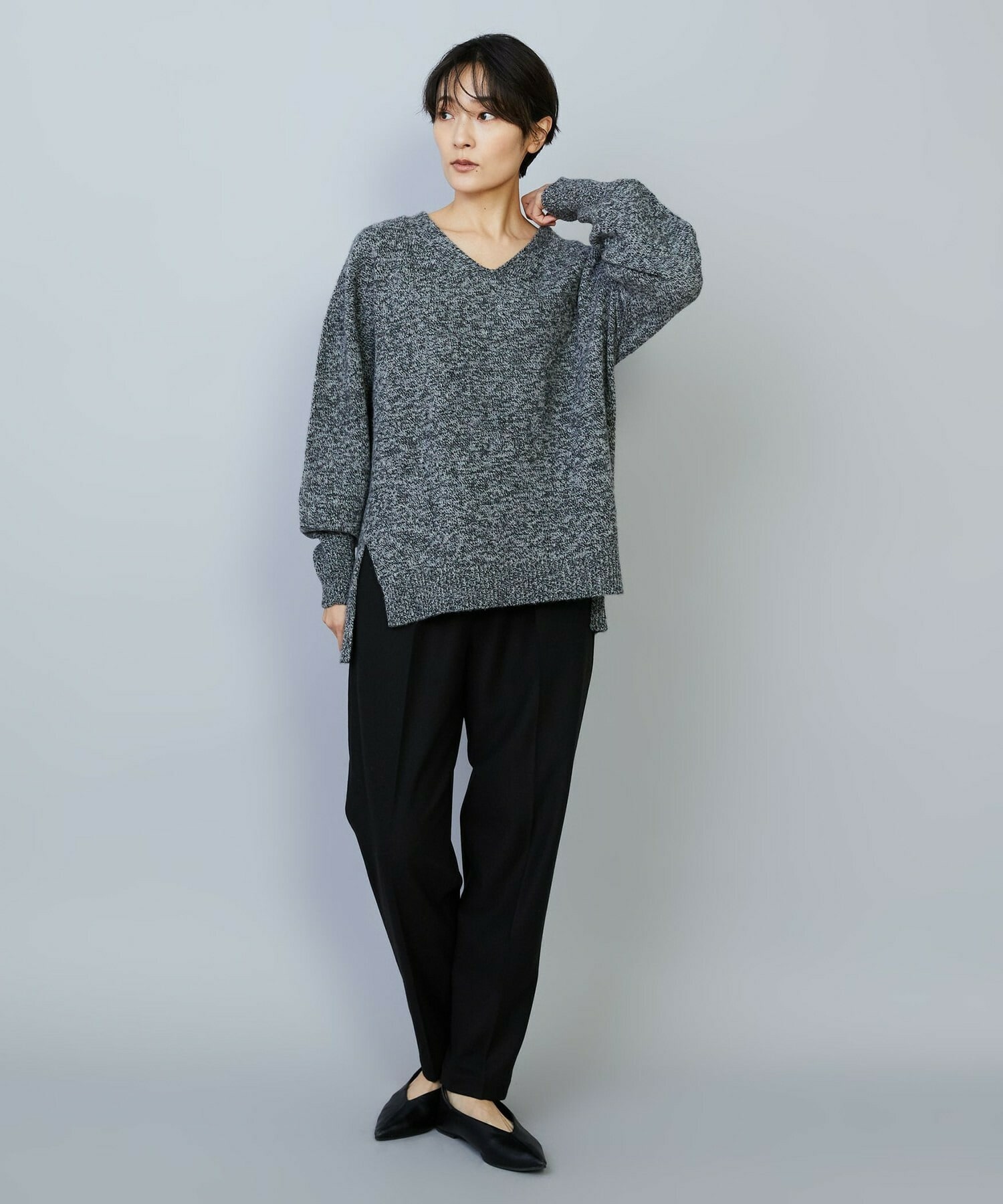 【MOGA】クーマラムカシミヤＶネックニット 詳細画像 グレー系その他 1