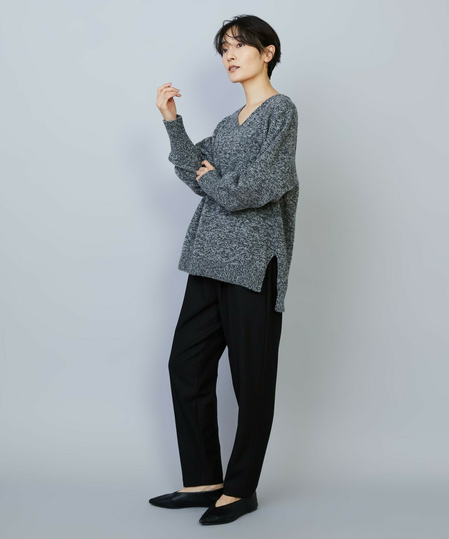 【MOGA】クーマラムカシミヤＶネックニット 詳細画像 グレー系その他 3