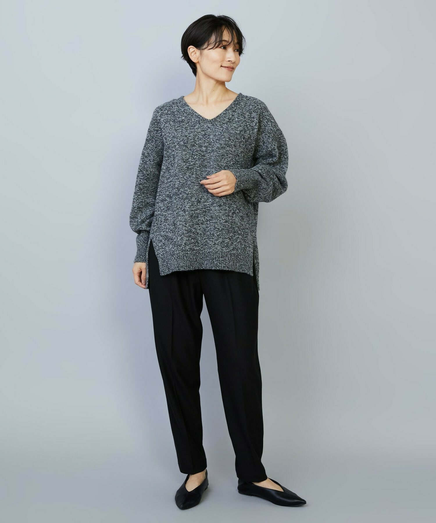 【MOGA】クーマラムカシミヤＶネックニット 詳細画像 グレー系その他 8