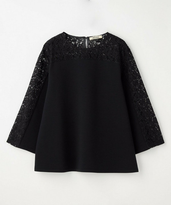 スタイリスト戸野塚かおるコラボ ソフトダンボールレースコンビトップス 詳細画像 ブラック 2