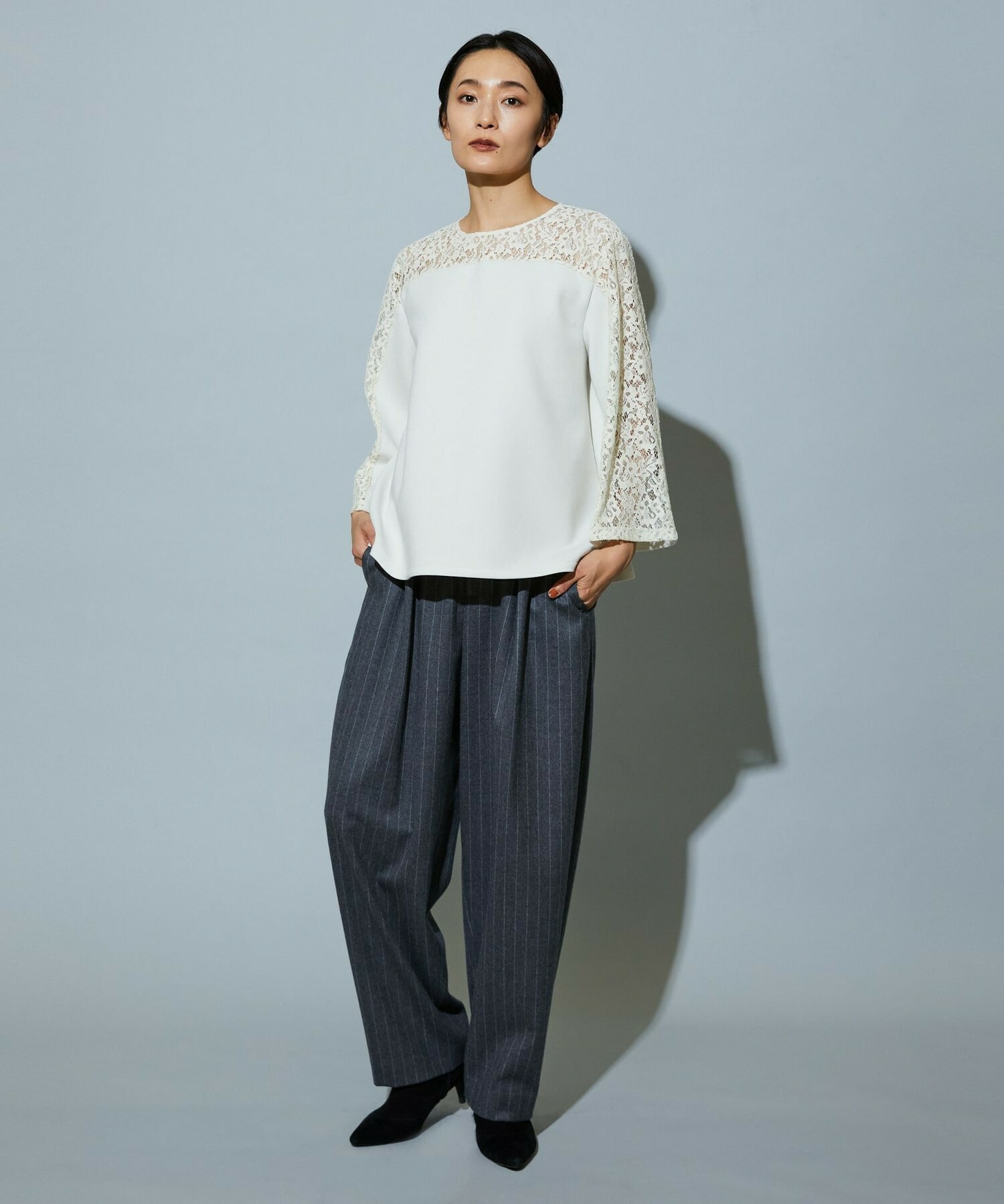 【MOGA】スタイリスト戸野塚かおるコラボ ソフトダンボールレースコンビトップス 詳細画像 ブラック 1