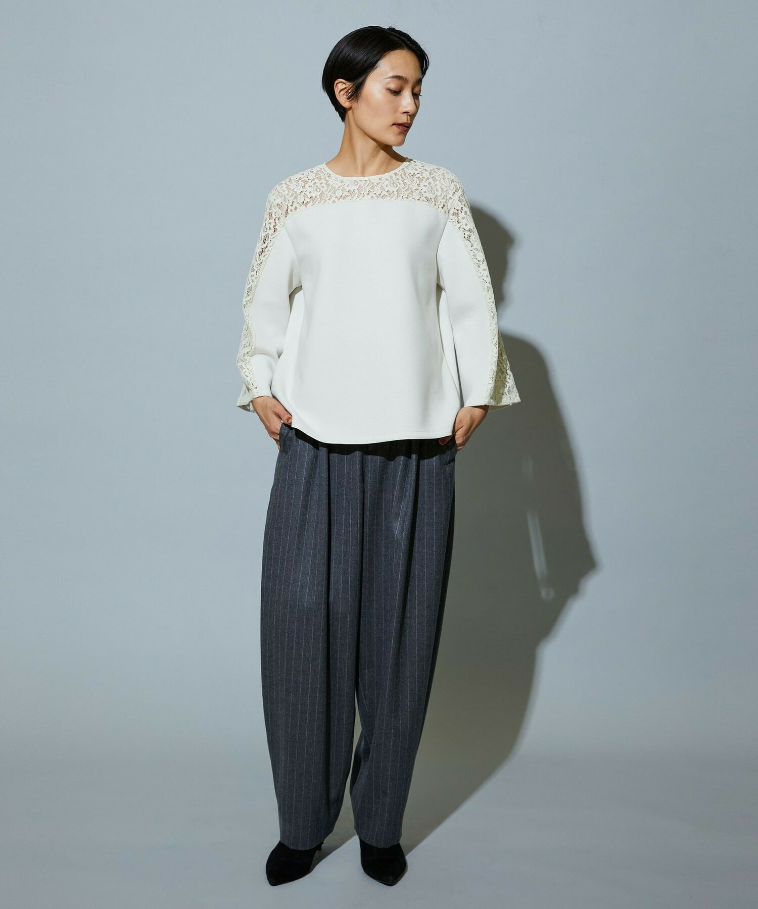 【MOGA】スタイリスト戸野塚かおるコラボ ソフトダンボールレースコンビトップス 詳細画像 ブラック 11