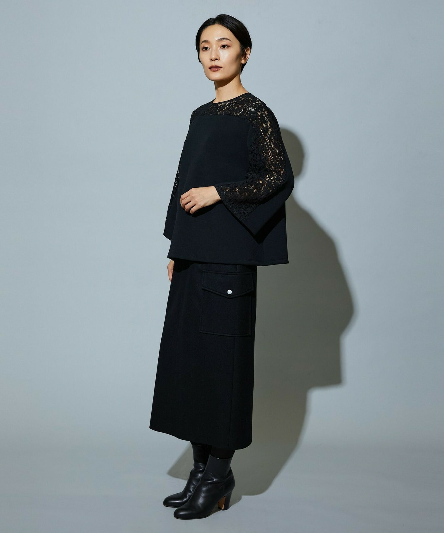 【MOGA】スタイリスト戸野塚かおるコラボ ソフトダンボールレースコンビトップス 詳細画像 ブラック 13