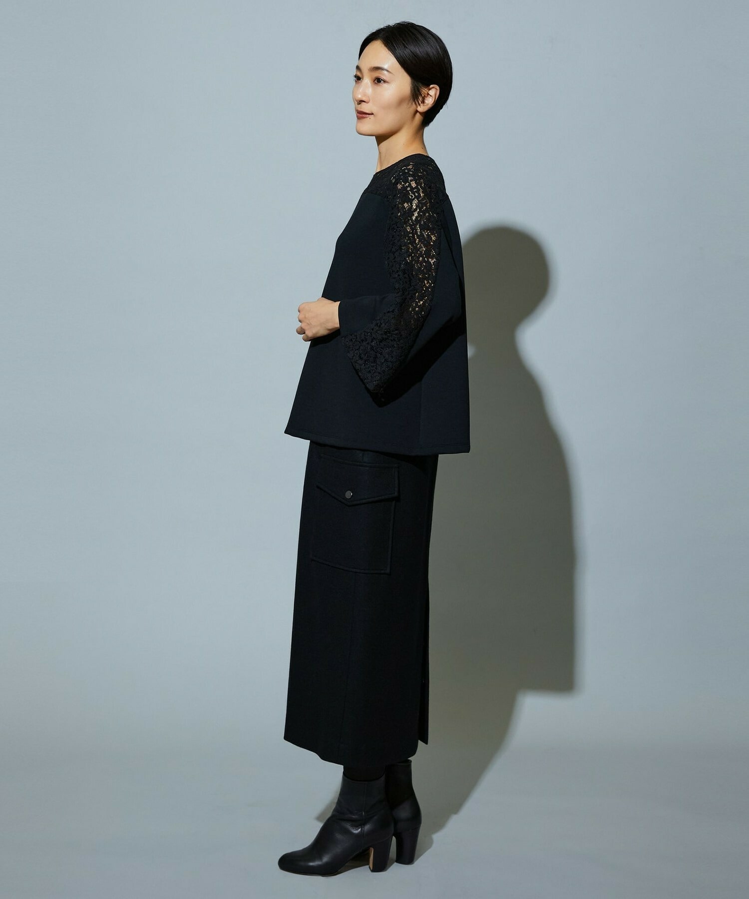 【MOGA】スタイリスト戸野塚かおるコラボ ソフトダンボールレースコンビトップス 詳細画像 ブラック 14