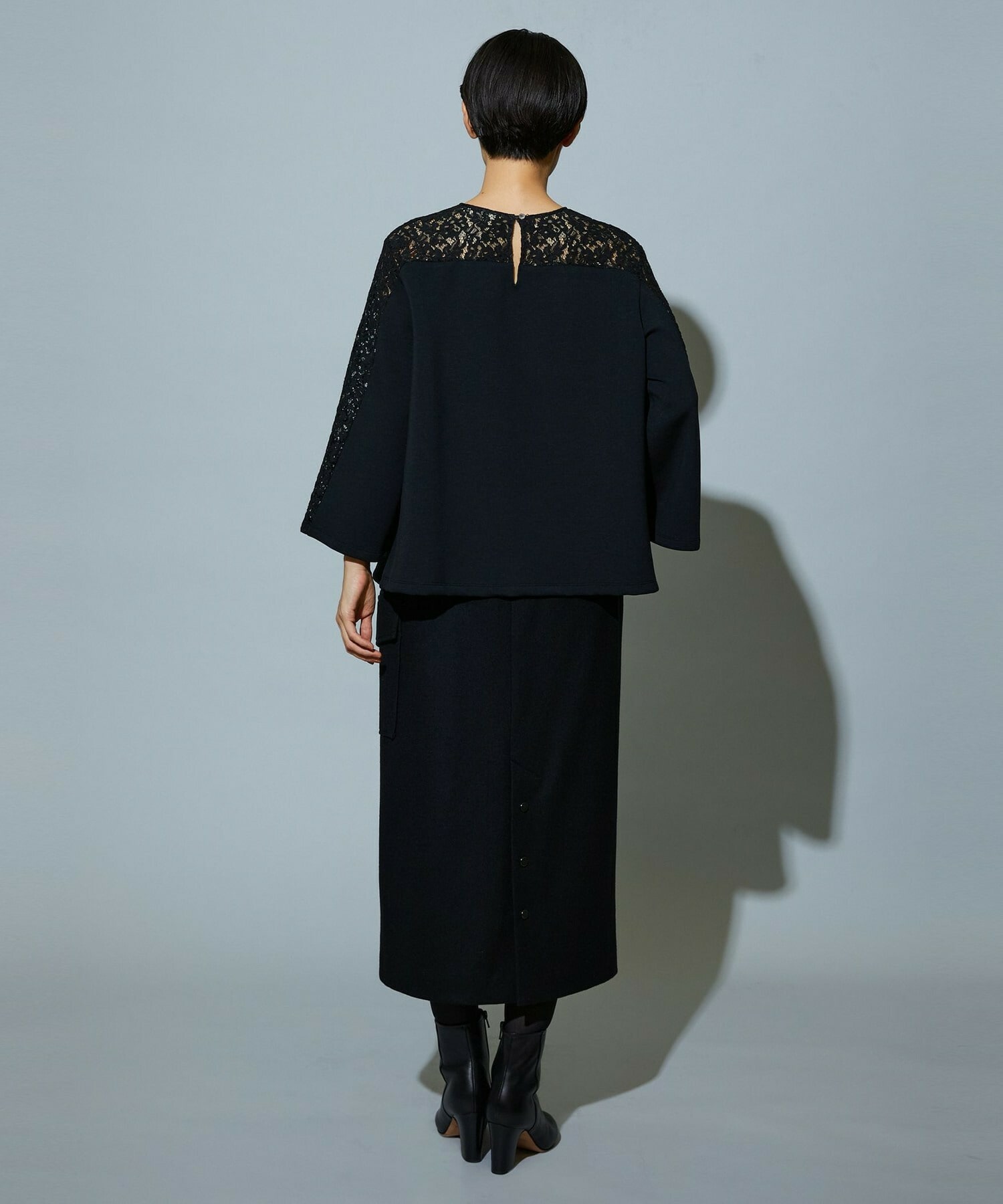 【MOGA】スタイリスト戸野塚かおるコラボ ソフトダンボールレースコンビトップス 詳細画像 ブラック 16