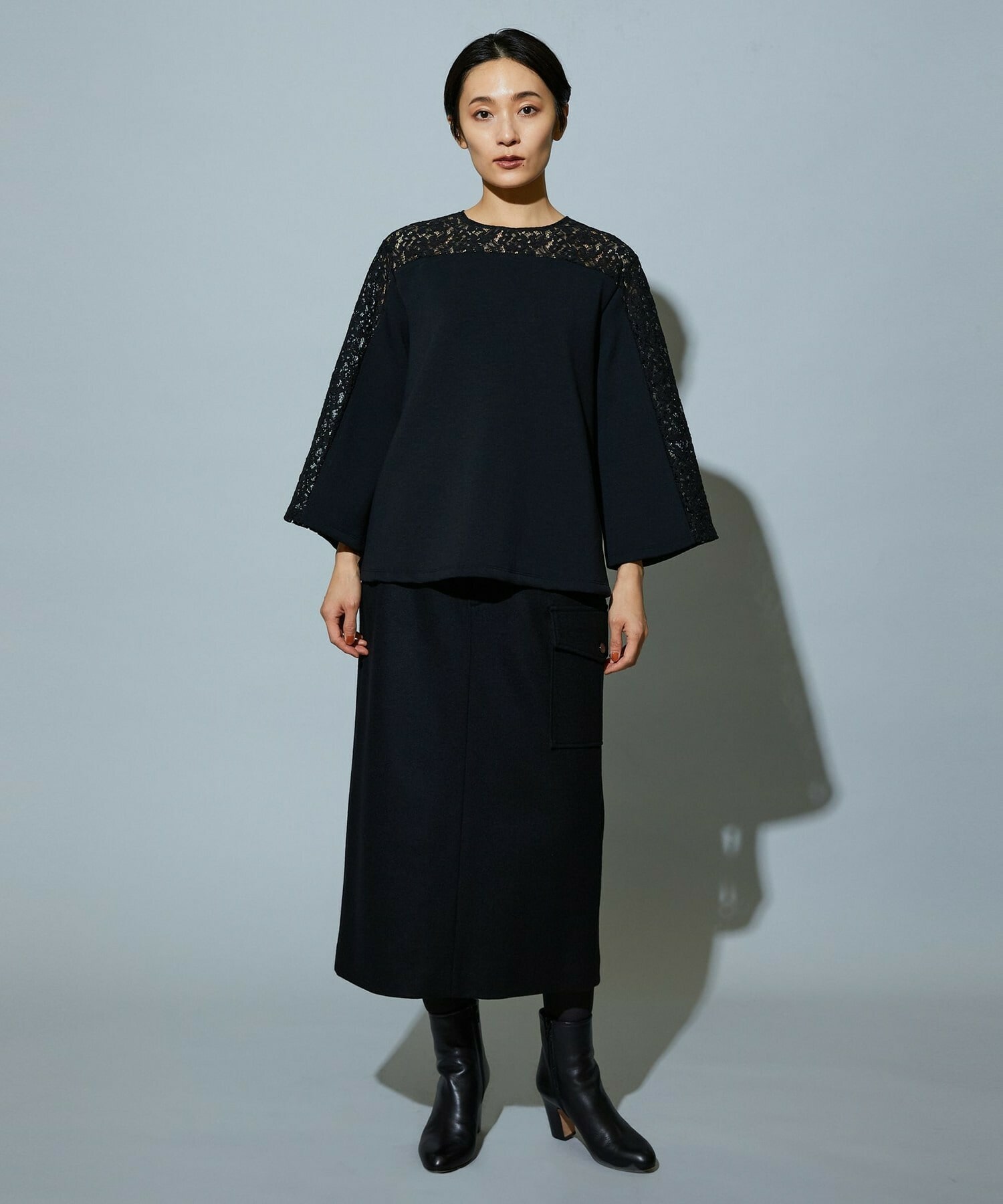 【MOGA】スタイリスト戸野塚かおるコラボ ソフトダンボールレースコンビトップス 詳細画像 ブラック 19