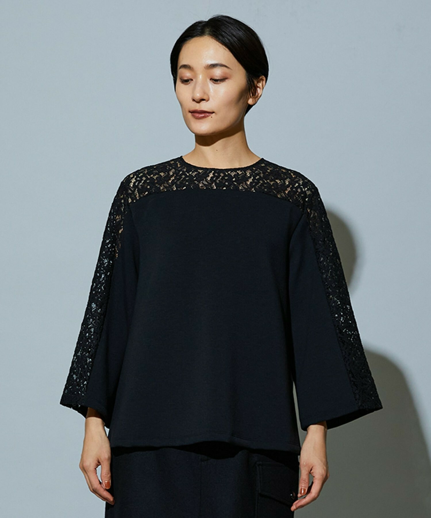 【MOGA】スタイリスト戸野塚かおるコラボ ソフトダンボールレースコンビトップス 詳細画像 ブラック 20