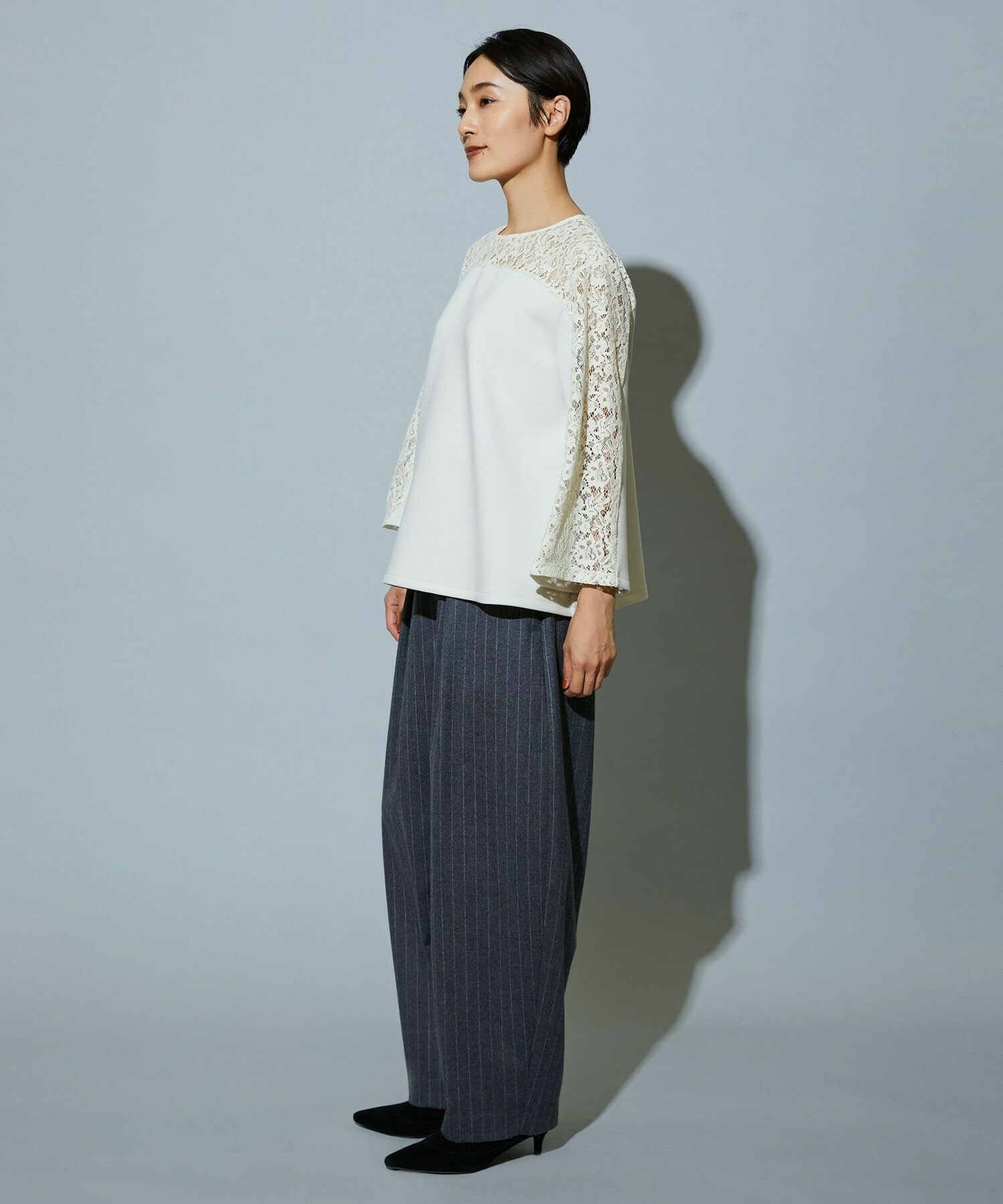 【MOGA】スタイリスト戸野塚かおるコラボ ソフトダンボールレースコンビトップス 詳細画像 ブラック 4