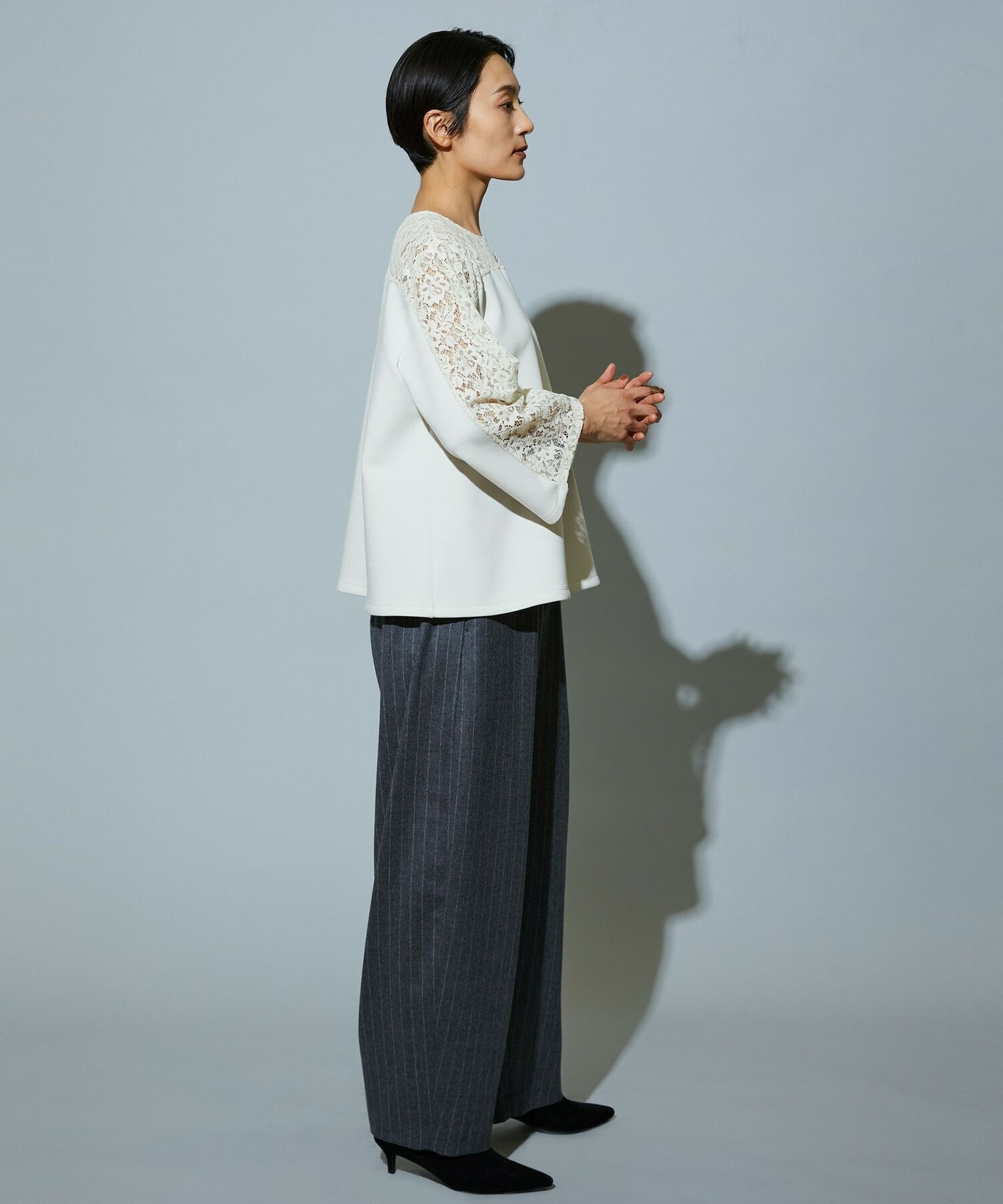 【MOGA】スタイリスト戸野塚かおるコラボ ソフトダンボールレースコンビトップス 詳細画像 ブラック 9