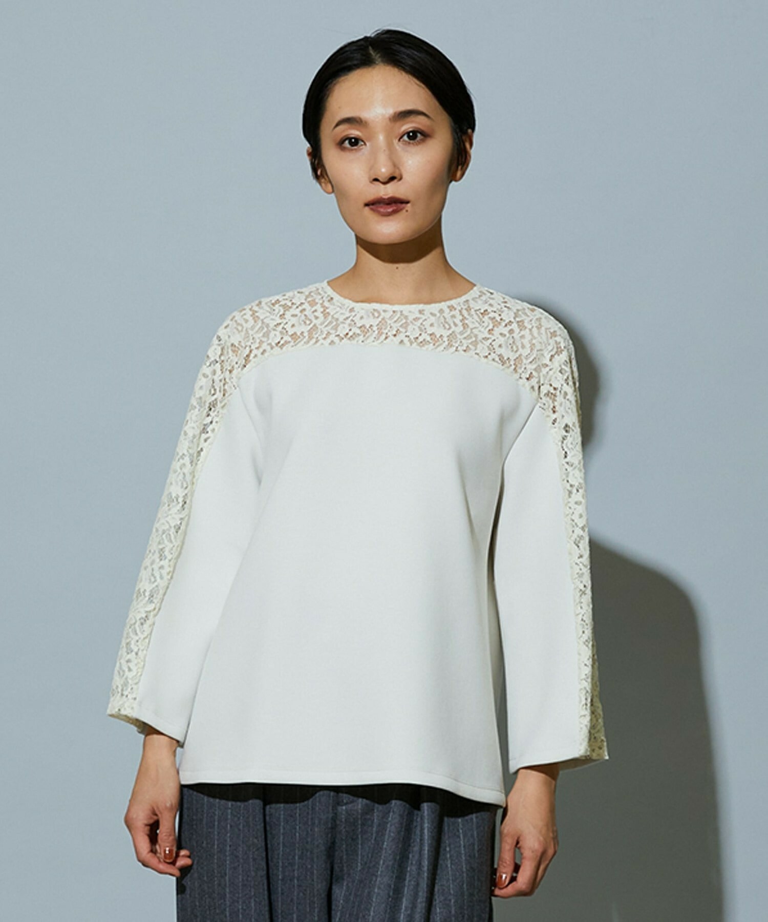 【MOGA】スタイリスト戸野塚かおるコラボ ソフトダンボールレースコンビトップス 詳細画像 アイボリー 1