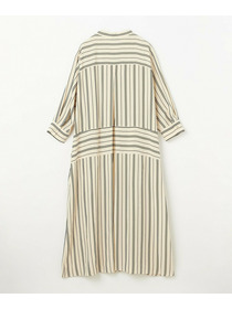 【MOGA Collection】【Lサイズ】MOGA Collection　レーヨンポリストライプワンピース 詳細画像 ホワイト×ブラック 1