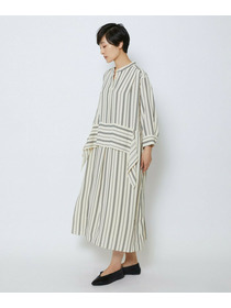 【MOGA Collection】【Lサイズ】MOGA Collection　レーヨンポリストライプワンピース 詳細画像 ホワイト×ブラック 12