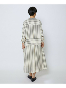 【MOGA Collection】【Lサイズ】MOGA Collection　レーヨンポリストライプワンピース 詳細画像 ホワイト×ブラック 14